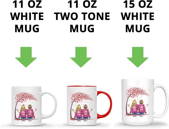 Gossby Personalized Big Sis Little Sis Mug - Custom Sister Names Gift