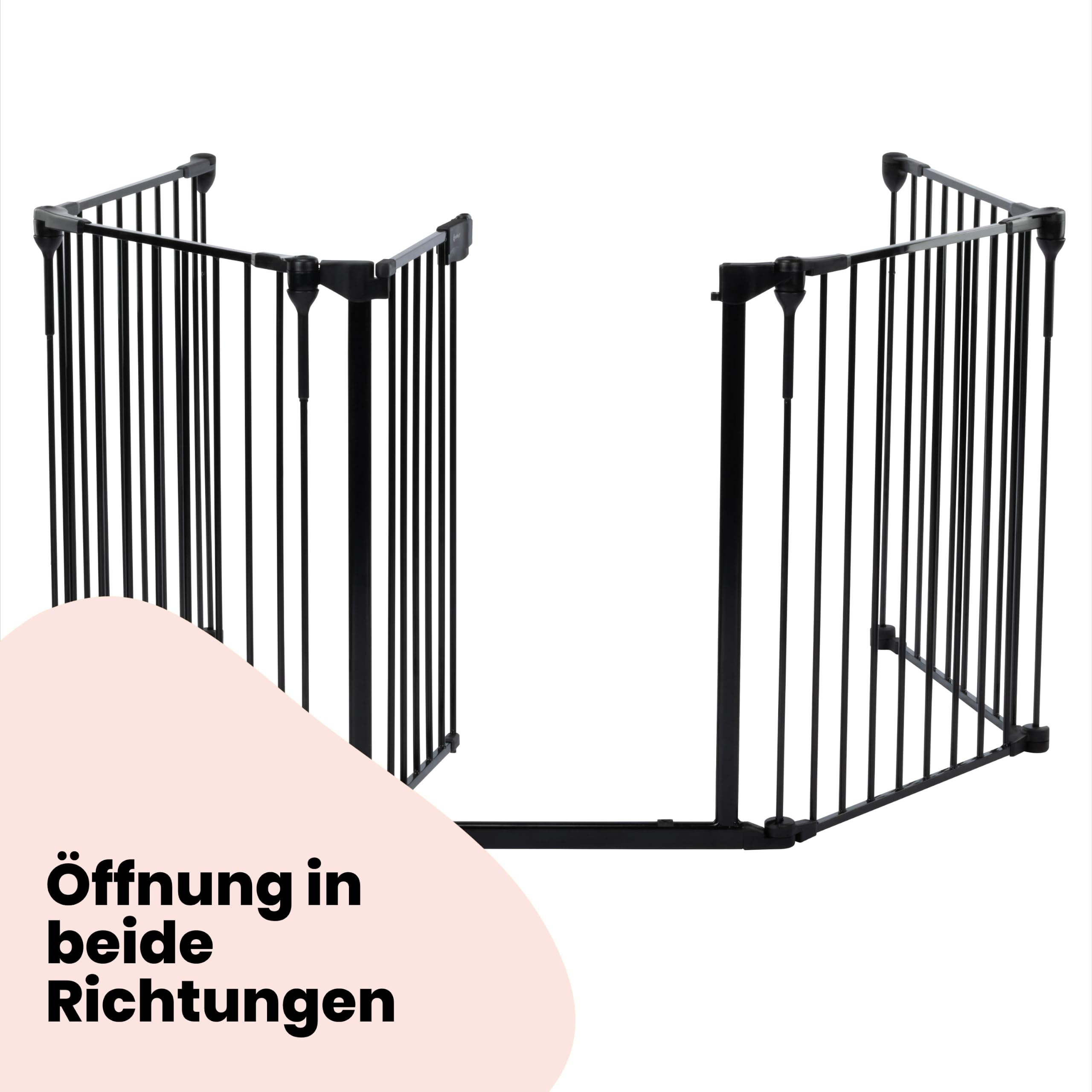 Safety 1st Modular 5 Panel Kinderschutzgitter, 64-296 cm, 1-Hand, Black | Treppenschutzgitter Extra Breit, Für Unregelmäßige und Breite Bereiche, Extra Sicheres Schloss, Schnelle Montage