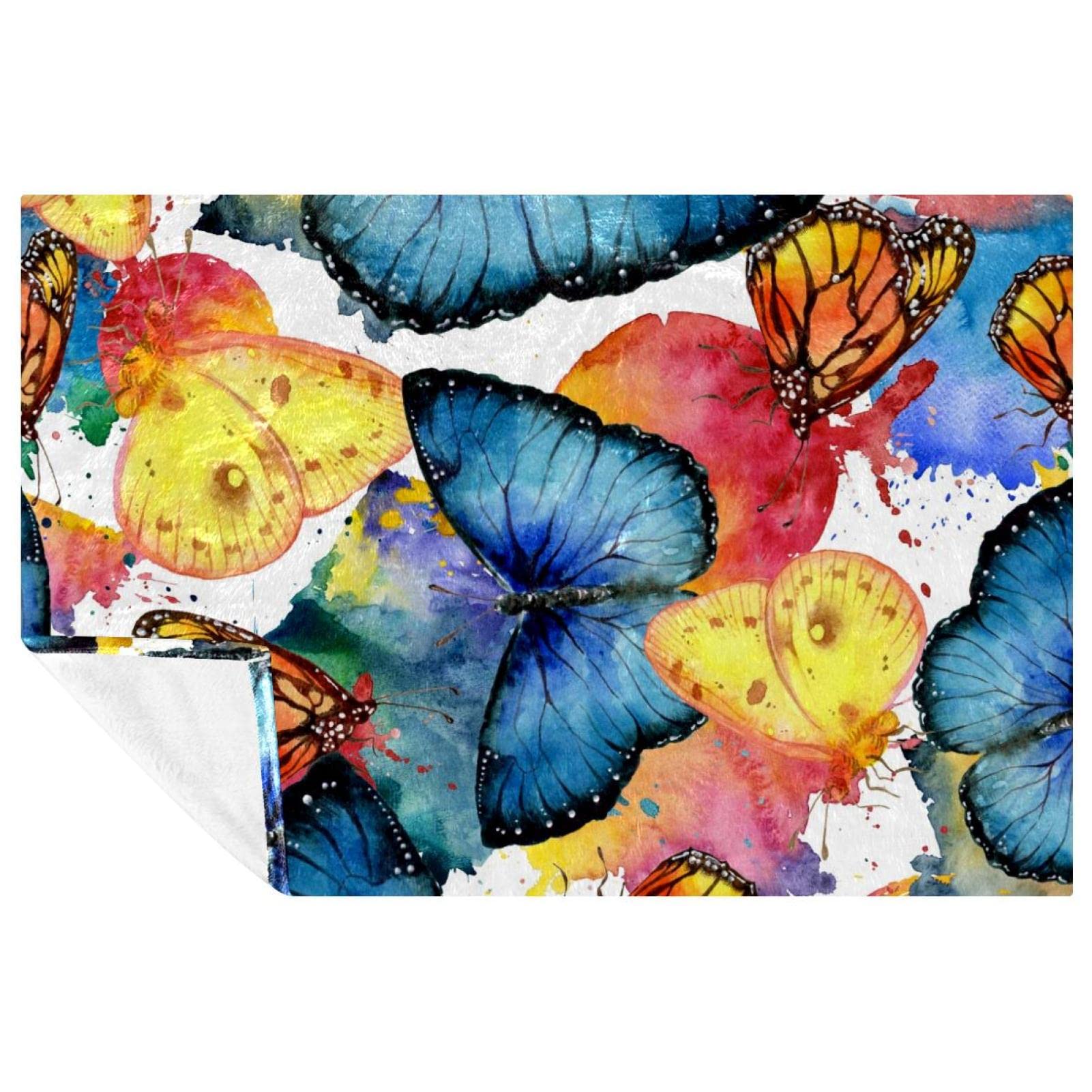 Couverture chaude imprimé papillon pour pique-nique, camping et plage en grand plaid