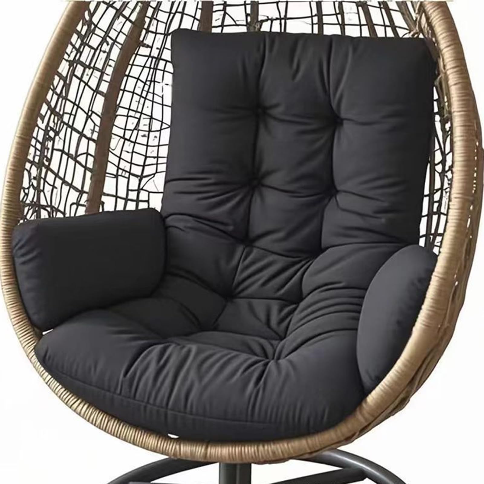 TYYCKJ Egg Chair Cushion, Hanging Chair Cushions, Waterproof Thick Hammock Chair Cushion Replacement, Outdoor/Indoor Swing Garden Seat Cushions for Hanging Swing (Only Pad),Black