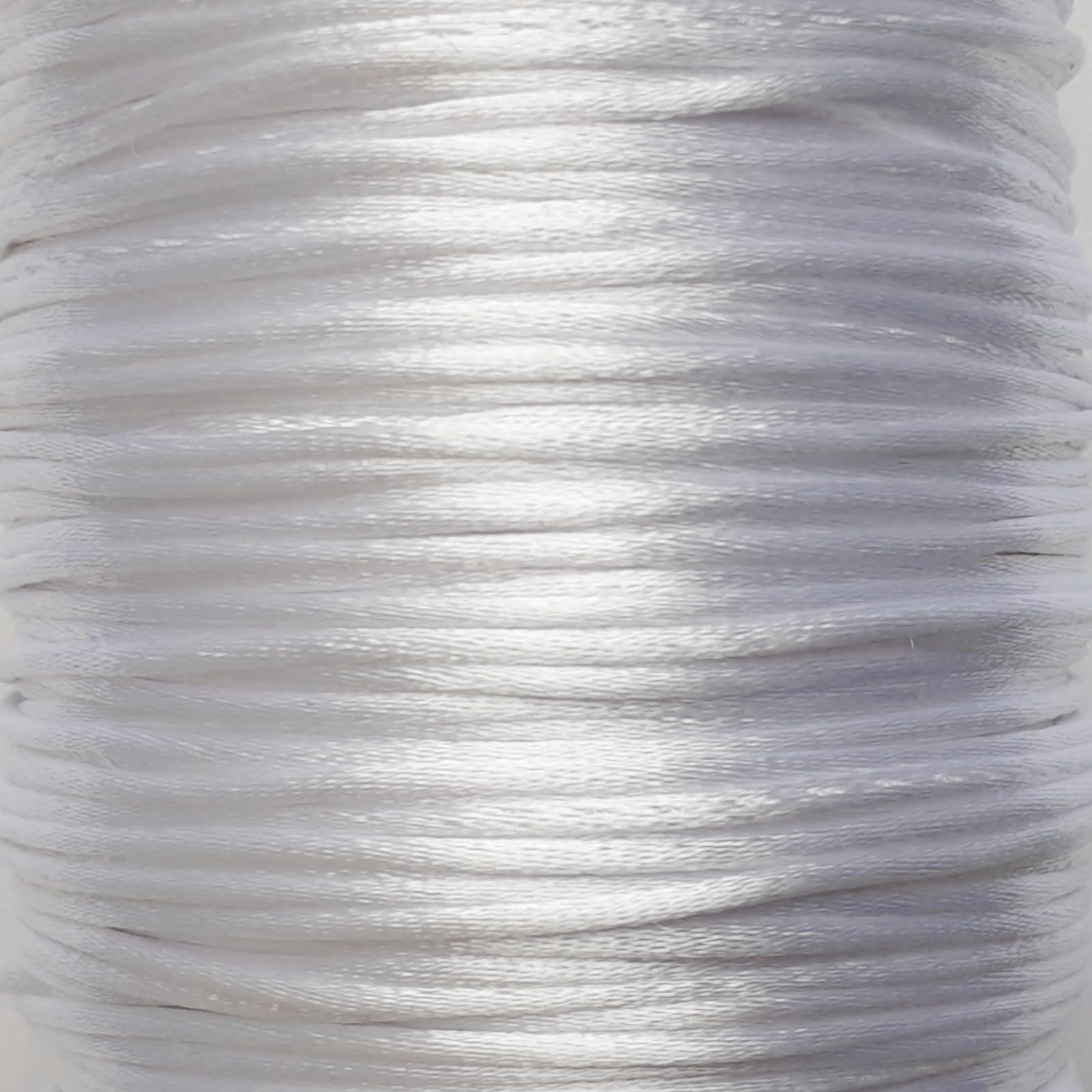 Mart-Mon White Satin Rattail Cord 2Mm X 25M, Silky Thread For Knotting, Bracelet Making, Jewellery, Sewing Crafts (White)