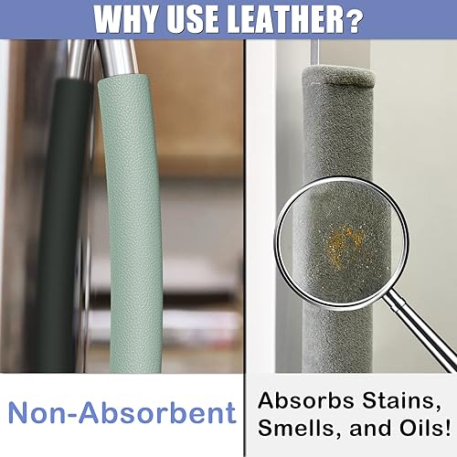 Vista 35 de Fundas para manijas de puerta de refrigerador, 5 unidades, fundas de cuero para manijas de electrodomésticos de cocina, mantienen tu refrigerador