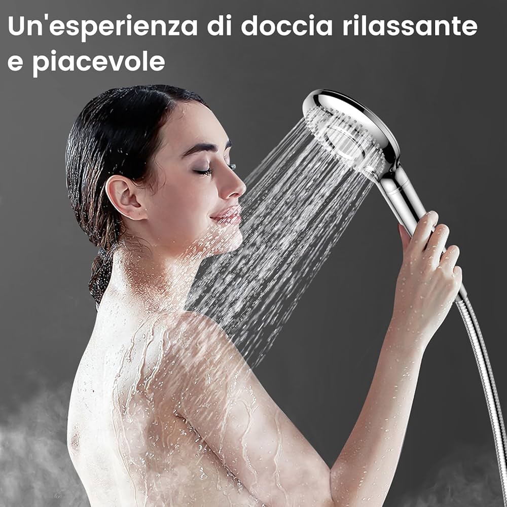 Soffione Doccia Con Filtro MEKO Per Acqua Dura - 3 Modalità, Filtrazione A 15 Strati Anti-Cloro E Metalli Pesanti, Con Tubo Da 1,5m E Spazzola Massaggiante In Silicone