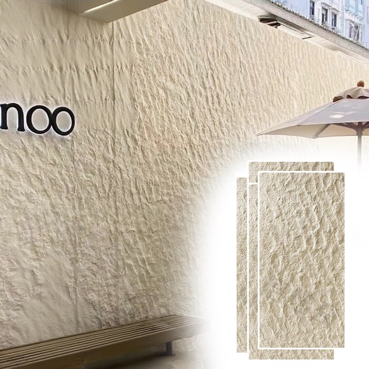 Pannelli Decorativi per Pareti Pannelli Decorativi Effetto Pietra per Camera da Letto, Decorazione per Interni 3D - Confezione da 4, Kit Fai da Te per Rivestimenti Murali(Off white)