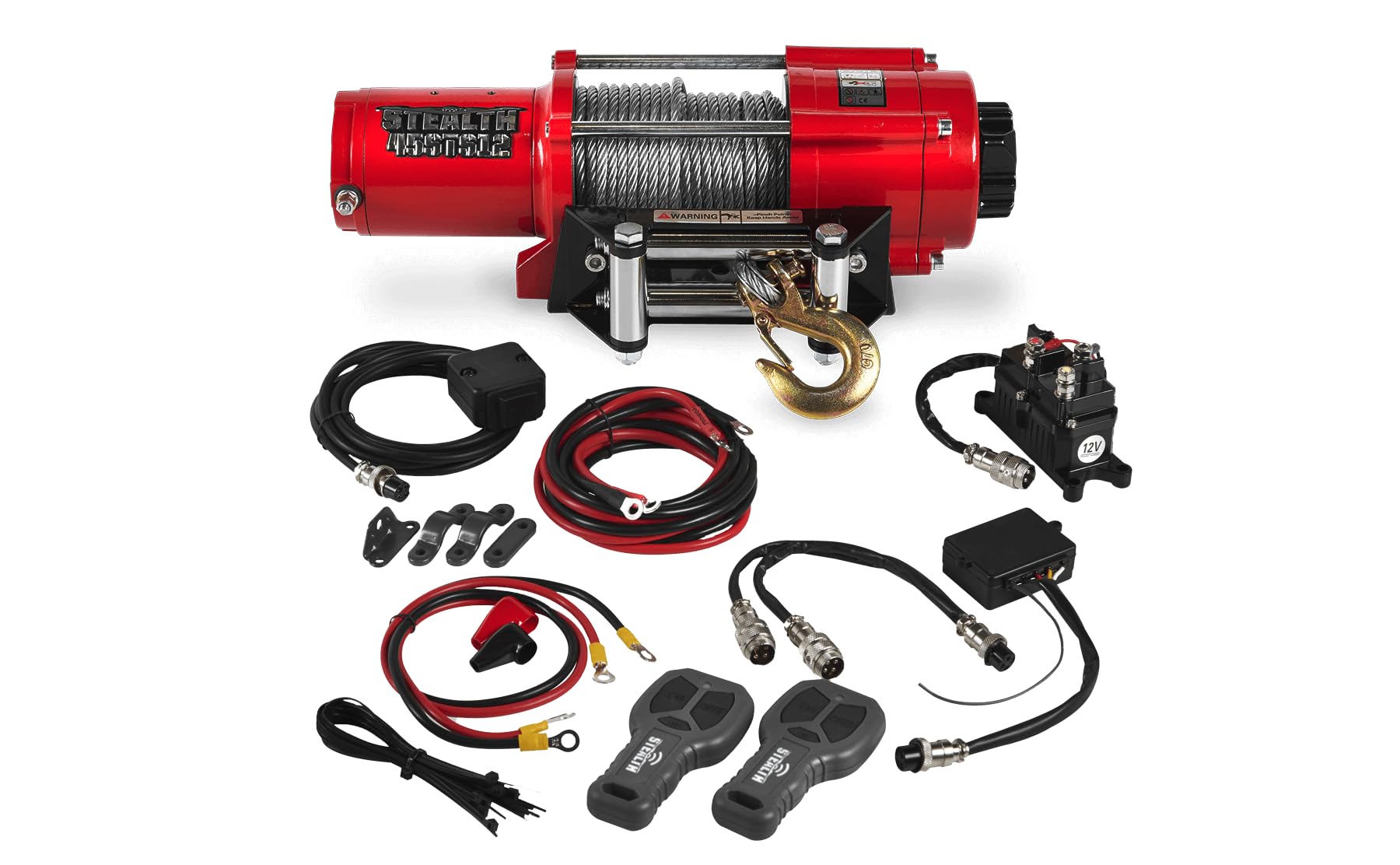 Stealth Winches 4500 lb 12V Electric Winch with Steel Rope & 2 Wireless Remote Kit for ATV UTV Jeep Truck Boat Trailer Car Towing Recovery, Heavy Duty Portable Off Road Winch with Mounting Plate