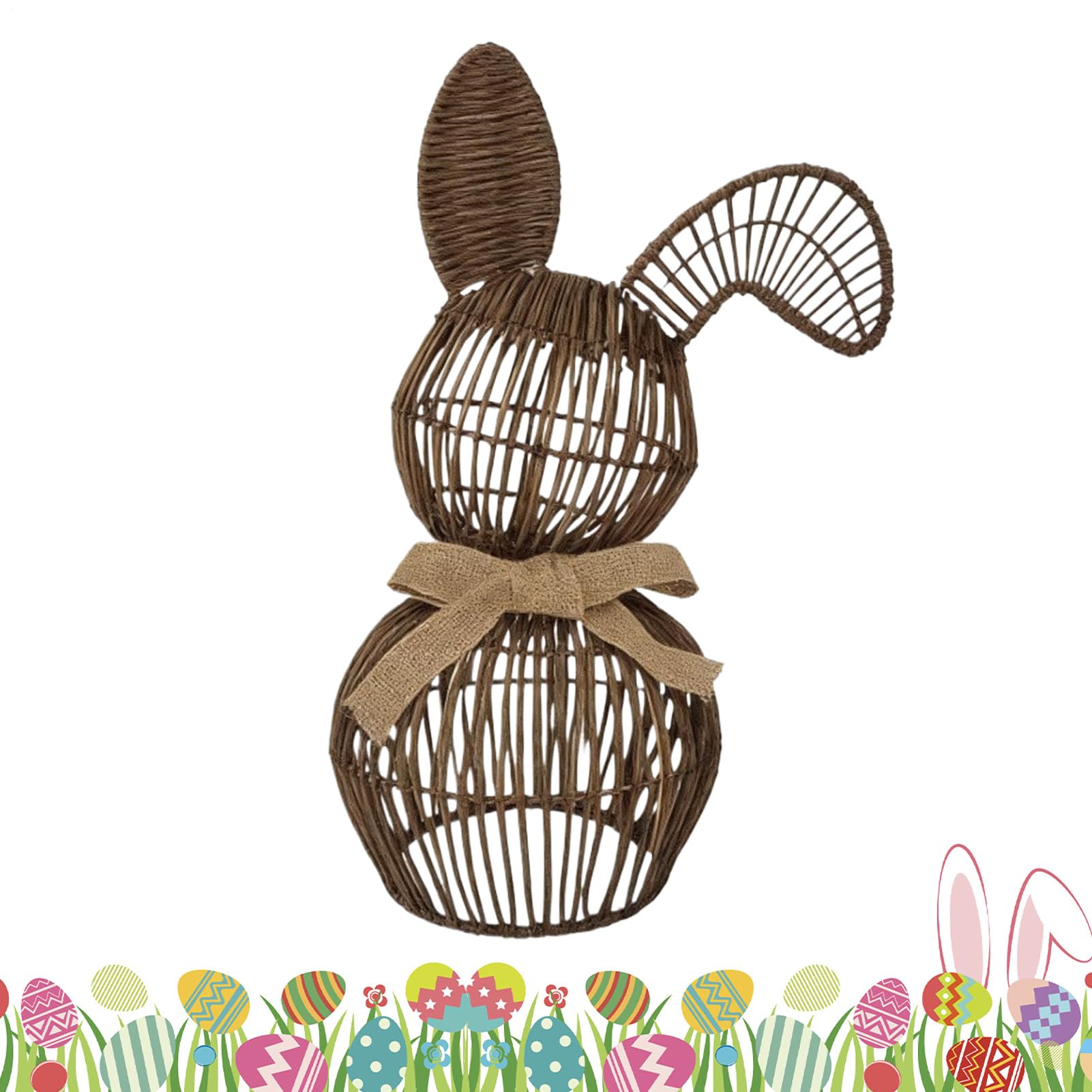 Lapin de Pâques en rotin pour sublimer votre jardin printanier et porche d'entrée