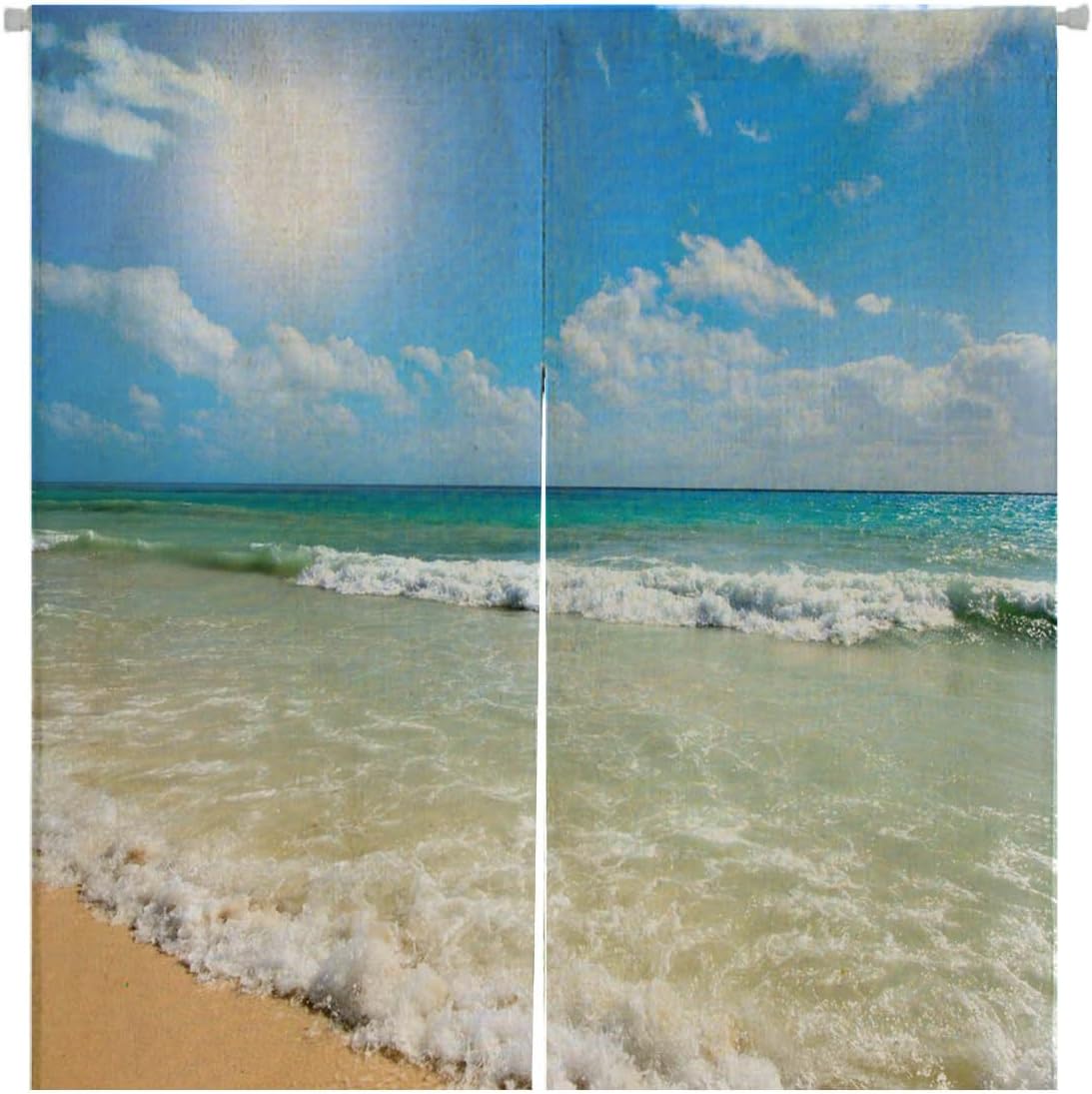 Custom Summer Beach Blue Sea Palm Tree Sunshine Tapestry Wall Hanging Safari Animal Wall Decor Art for Living Room Bedroom Dorm Decoration 85x90 cm