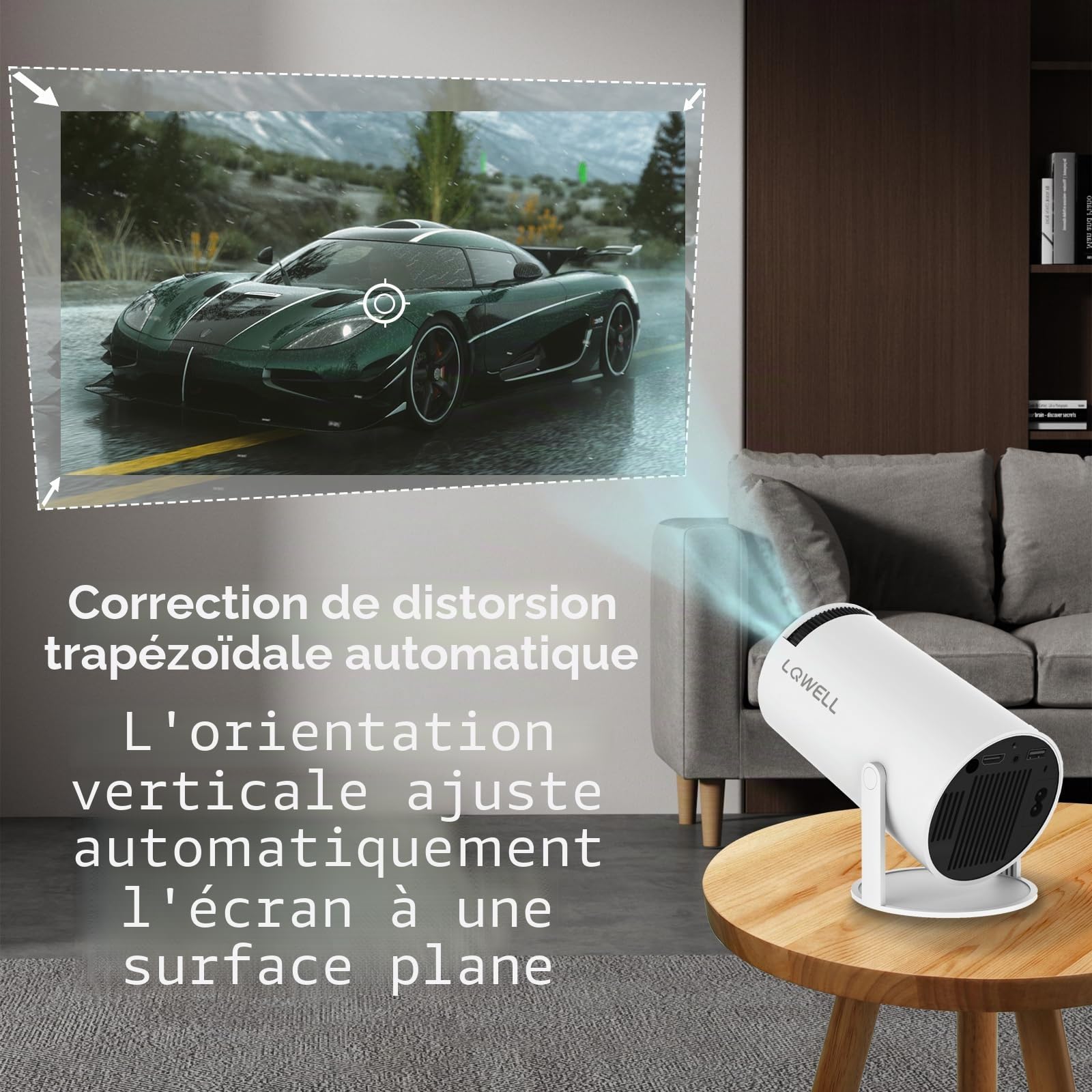 LQWELL Mini projecteur HY300 Pro, Compatible 4K 1080P, avec Android 11, Wi-FI 6, Bluetooth 5.0, Compatible Airplay et Miracast, pour Android/iPhone/PC/Mac/Switch