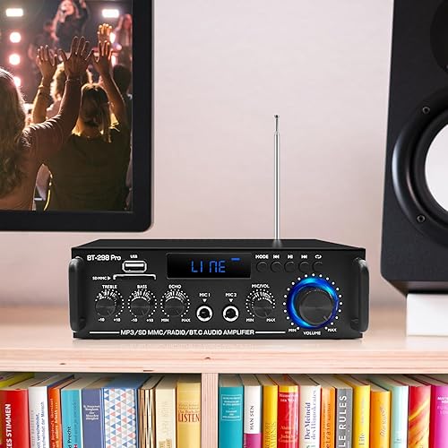 Miniatura 6 de Receptores estéreo de audio para el hogar con Bluetooth 5.0, receptor para altavoces Max 800 W, sistema de amplificador estéreo de 2.0 canales para