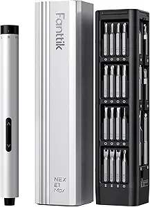 Fanttik E1 Max Electric Screwdriver, Mini Precision Screwdriver Set, 50 Magnetic Bits, Magnetic Storage, 5/32‘’Hex, Repair Tool Kit for Electronics Phone Camera Laptop Watch (Silver)