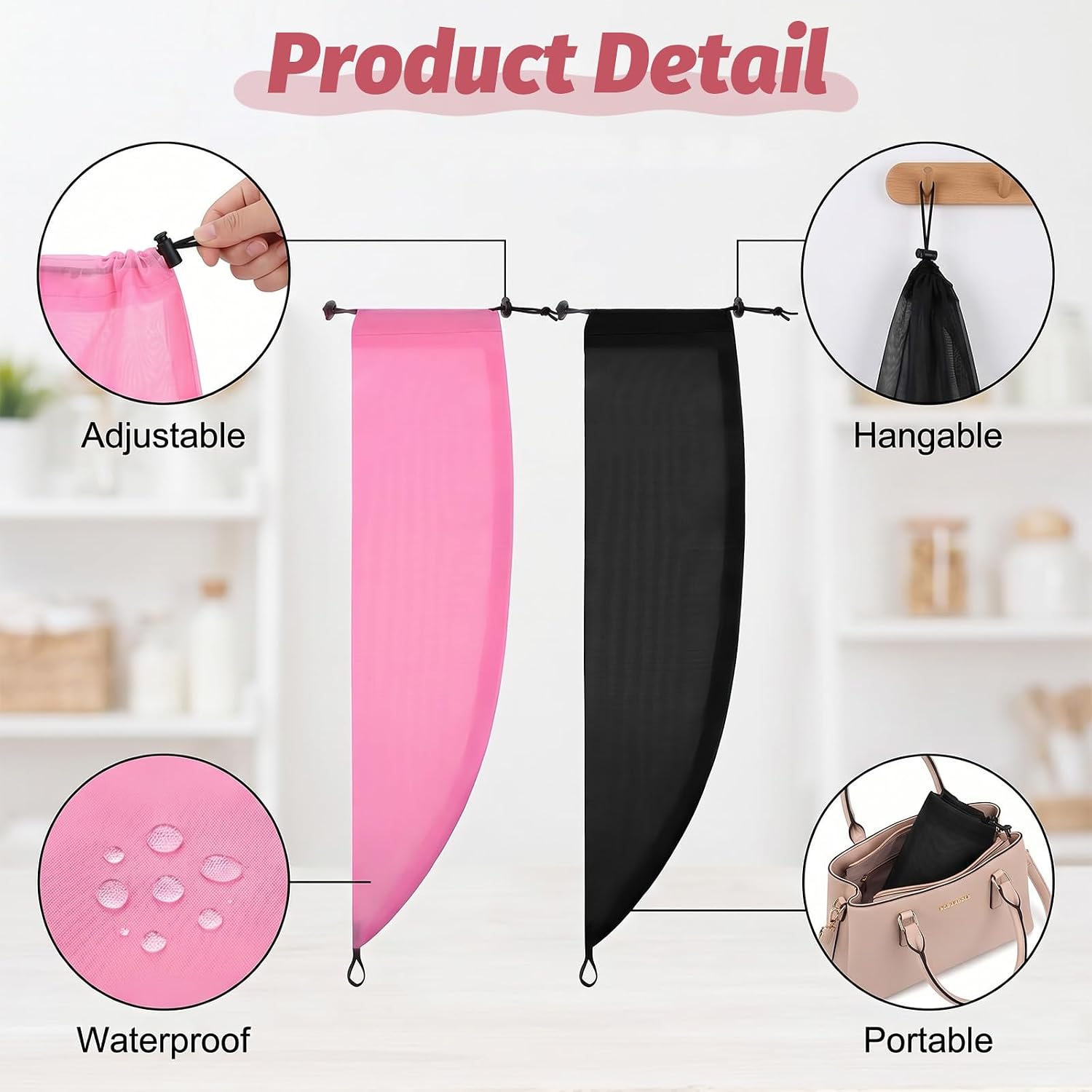 Gjinxi 2 PCS Waterproof Hair Sleeve,Crown Washing Shower Ponytail for Women
