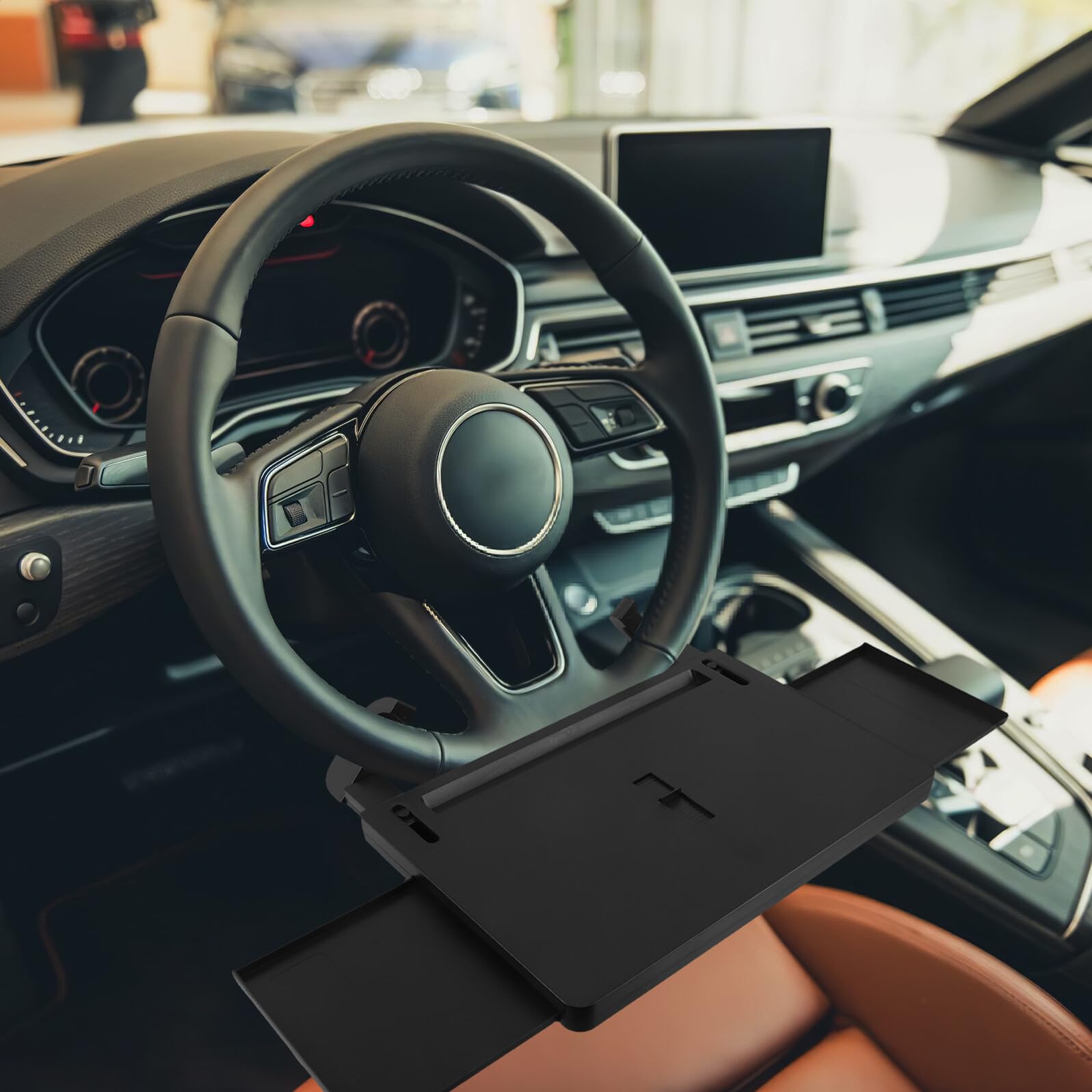 GLEAVI Lenkradtisch für Auto Klappbares Beifahrersitztablett Multifunktionale Auto-essgeschirrablage Computertisch für Reisen und Pendler