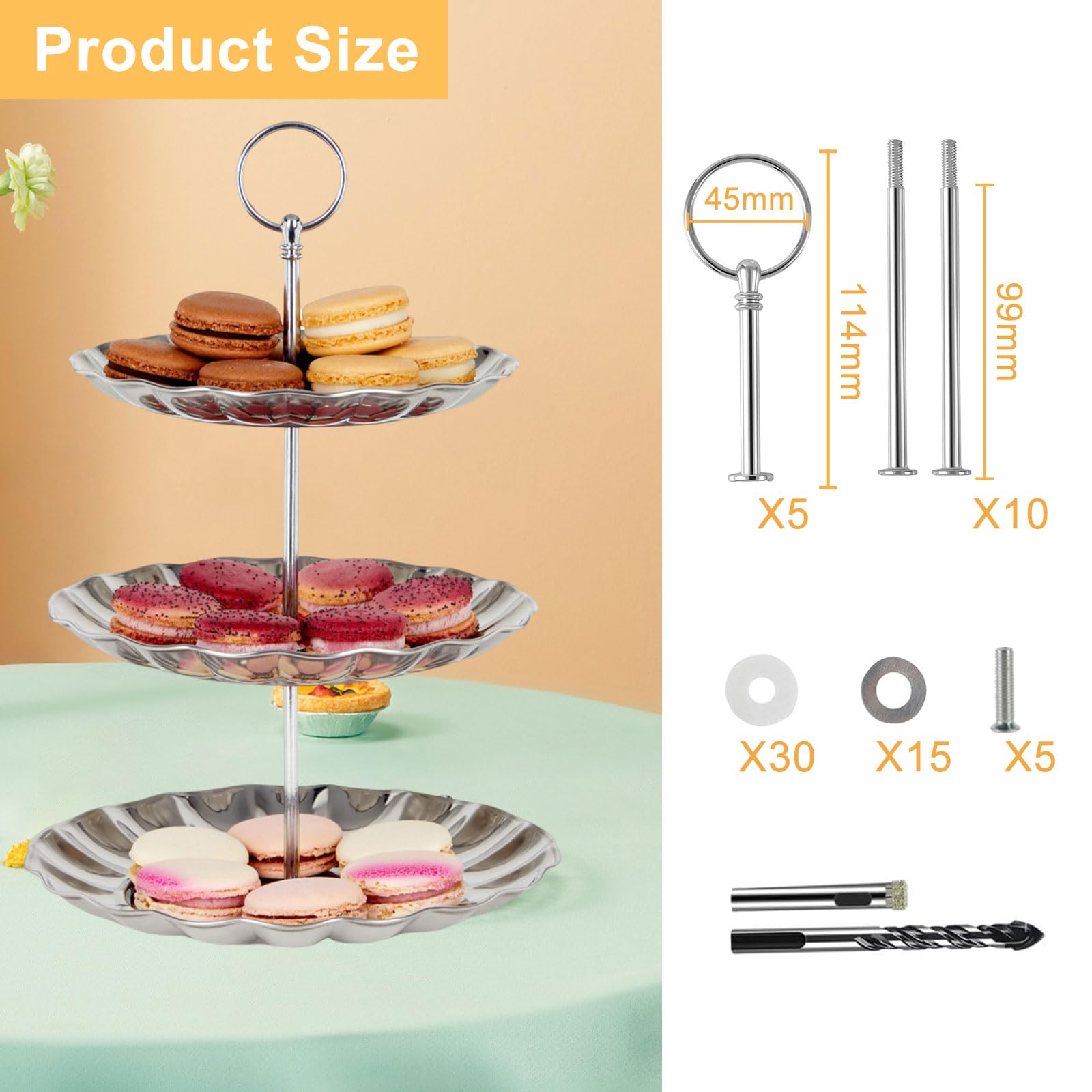 Nsiwem 6 Sets Accessoires Pour Stand à Gâteaux Kits 2-3