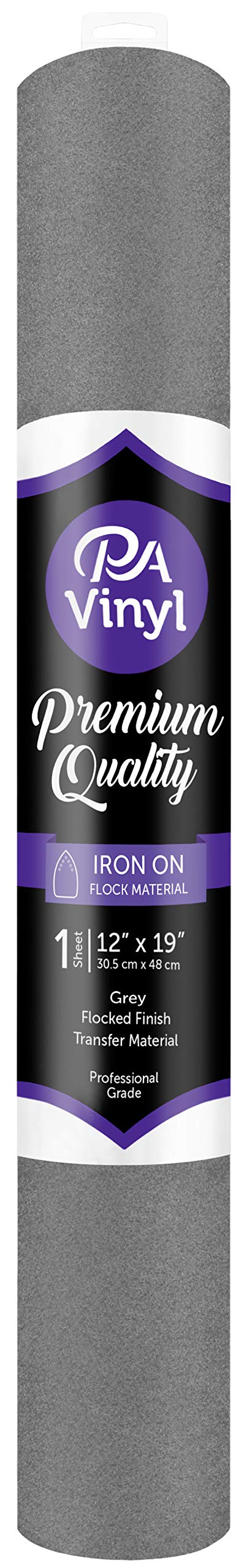 Iron On Flocked 12x19 Roll Grey