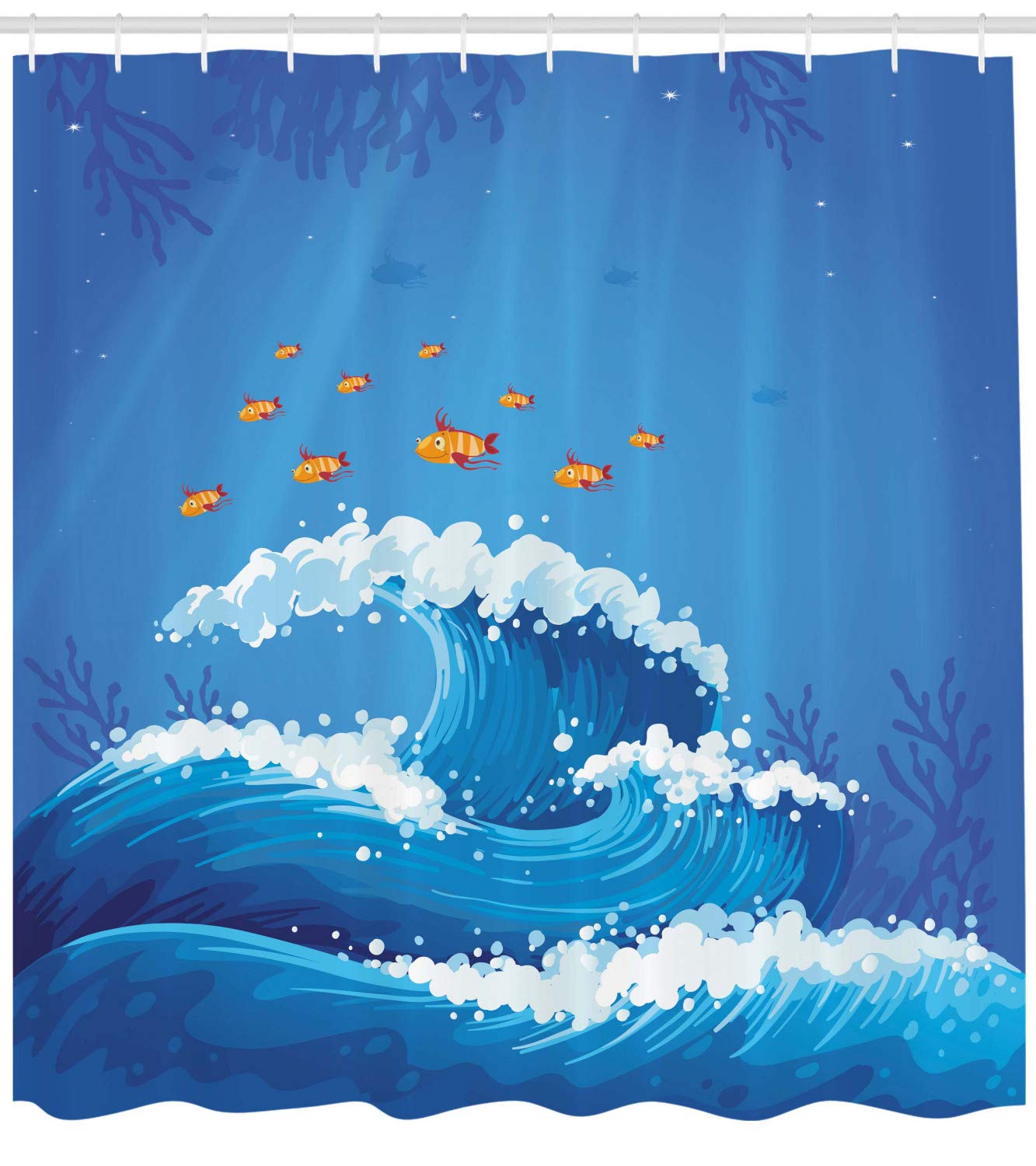 Feelyou Duschvorhang Mit Marlin & Schwertfisch Motiv – Ozean-Design, Wasserdicht