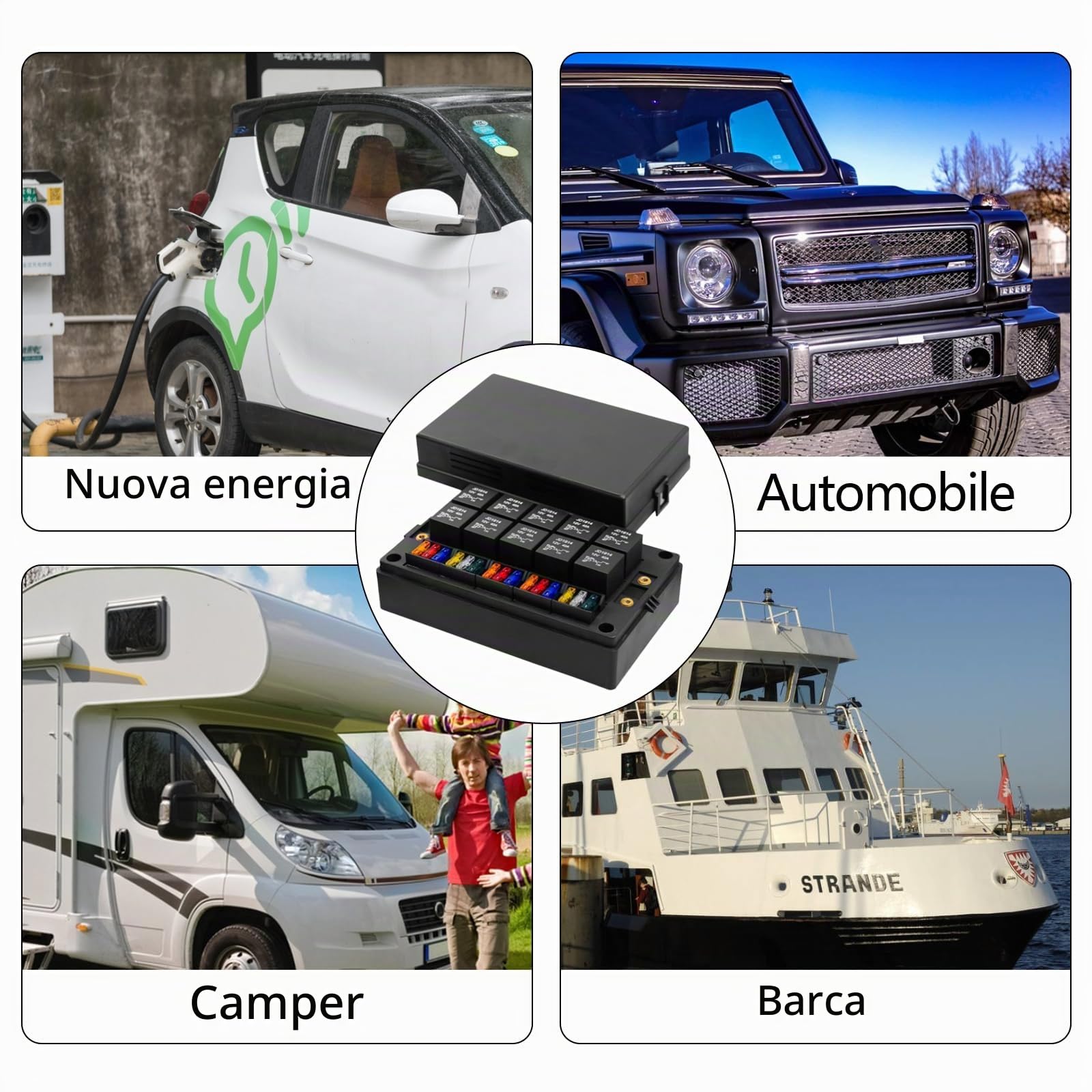 Scatola Relè Fusibili 12 V, 10 Relè 15 ATC ATO Universale Impermeabile Kit