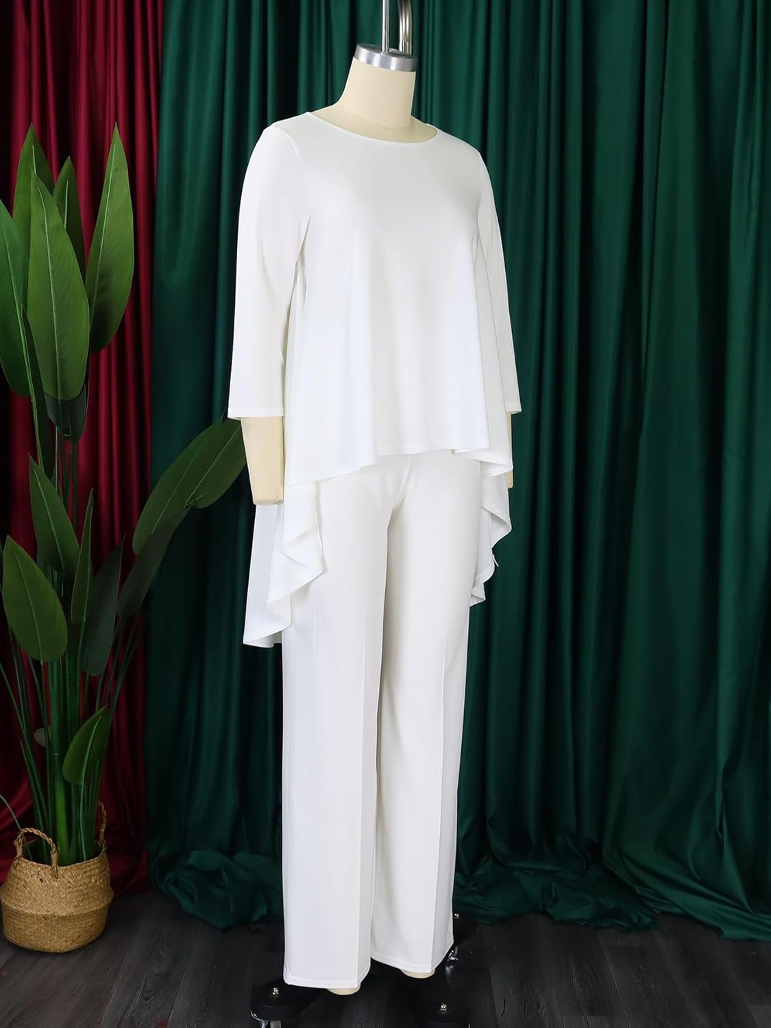 Plus Size 2 Piece Sets for Curvy Women Sexy Fall Long Sleeve Tops Wide Leg Pants Sets Sweatsuits Casual Tracksuits - Image 3