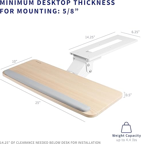 Miniatura 5 de VIVO Bandeja de plataforma ajustable para teclado y mouse de computadora ergonómica para debajo de la mesa para colocar debajo del escritorio