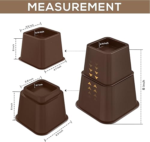 Miniatura 54 de Utopia Bedding - Juego de 8 elevadores de muebles ajustables de alta calidad – elevador de cama de 5 a 9 pulgadas, elevador de mesa, elevador