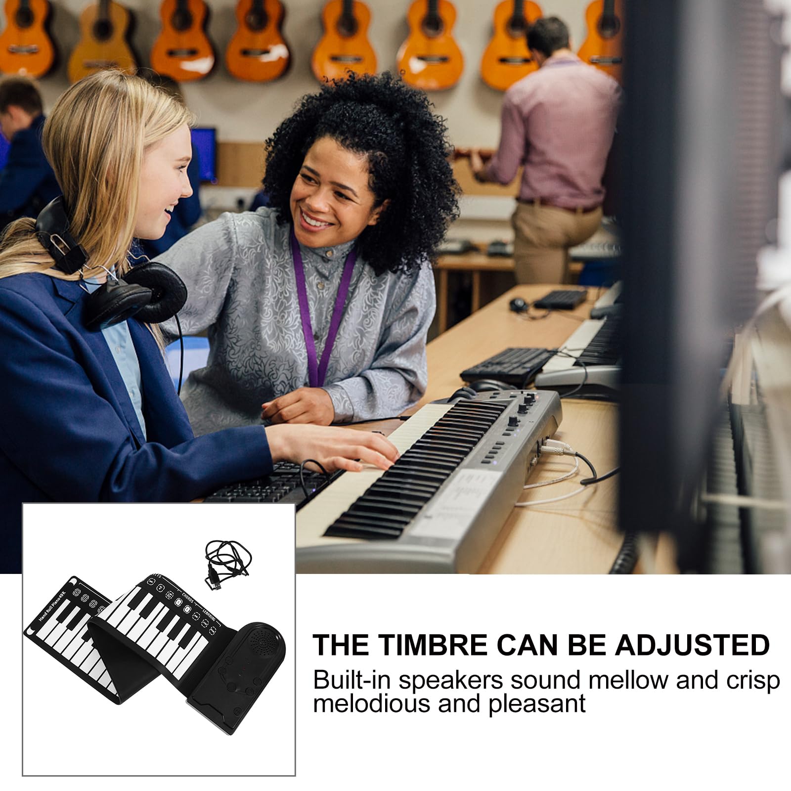 FOMIYES 49 Tasti Pianoforte Arrotolabile - Tastiera Elettronica Portatile Per Principianti, Pianoforte Digitale Pieghevole Con Altoparlante Integrato, Ideale Per Bambini E Adulti