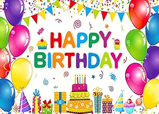 LYWYGG 7x5ft Happy Birthday Backdrop Party Decorations Colorful Birthday Banner Backdrops Boys Girls Birthday Party Indoor Outdoor Decorations Supplies for Kids CP-434