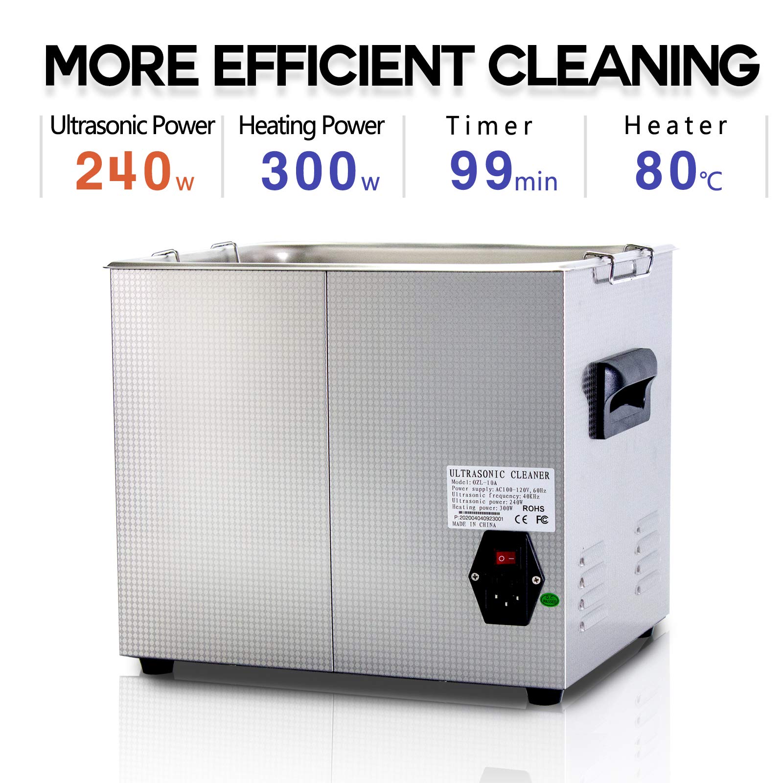 ONEZILI Ultrasonic Cleaner 10L, 240W Ultrasonic Carburetor Cleaner