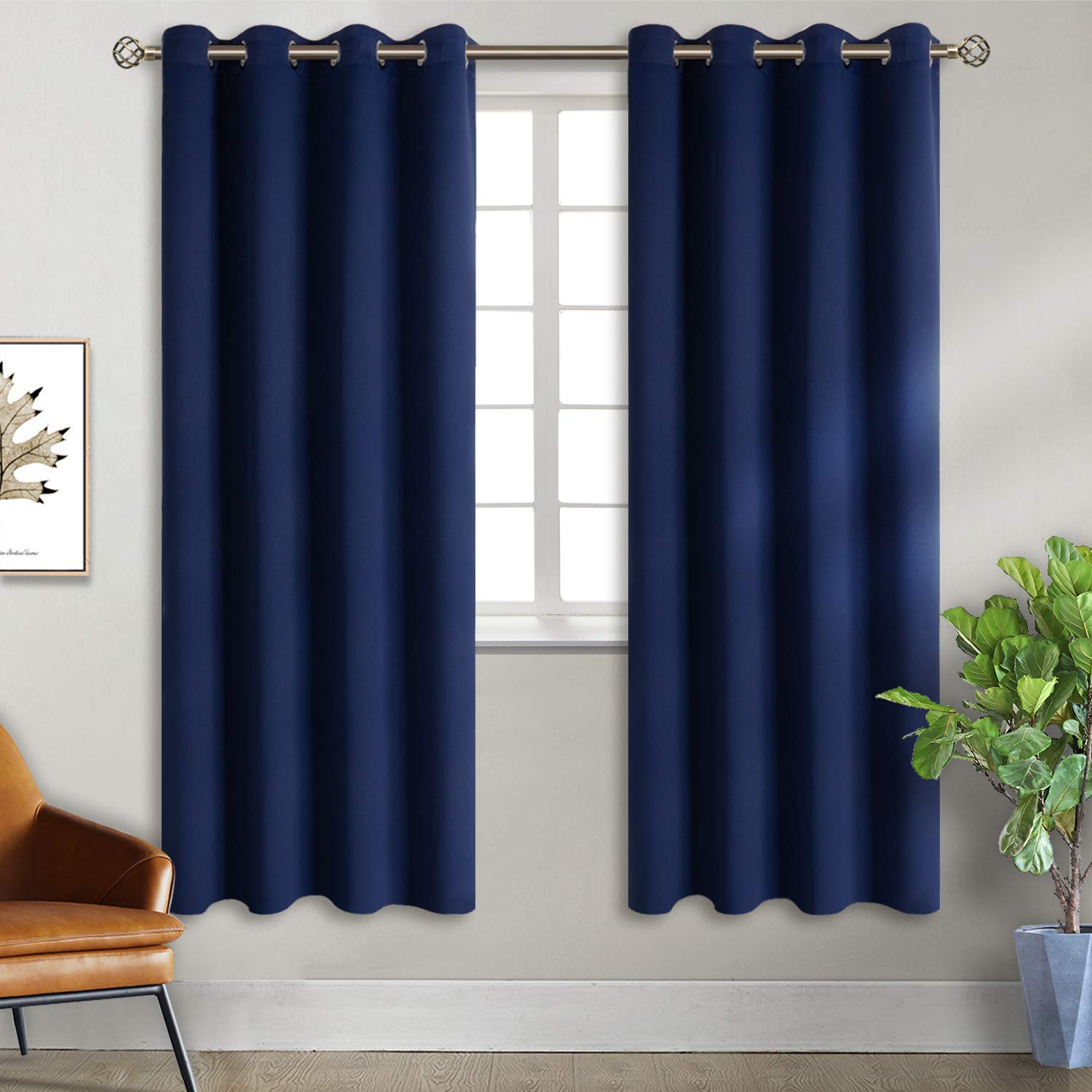 BGment Navy Blue Blackout Curtains for Bedroom 72 Inch Long - 2 Panels