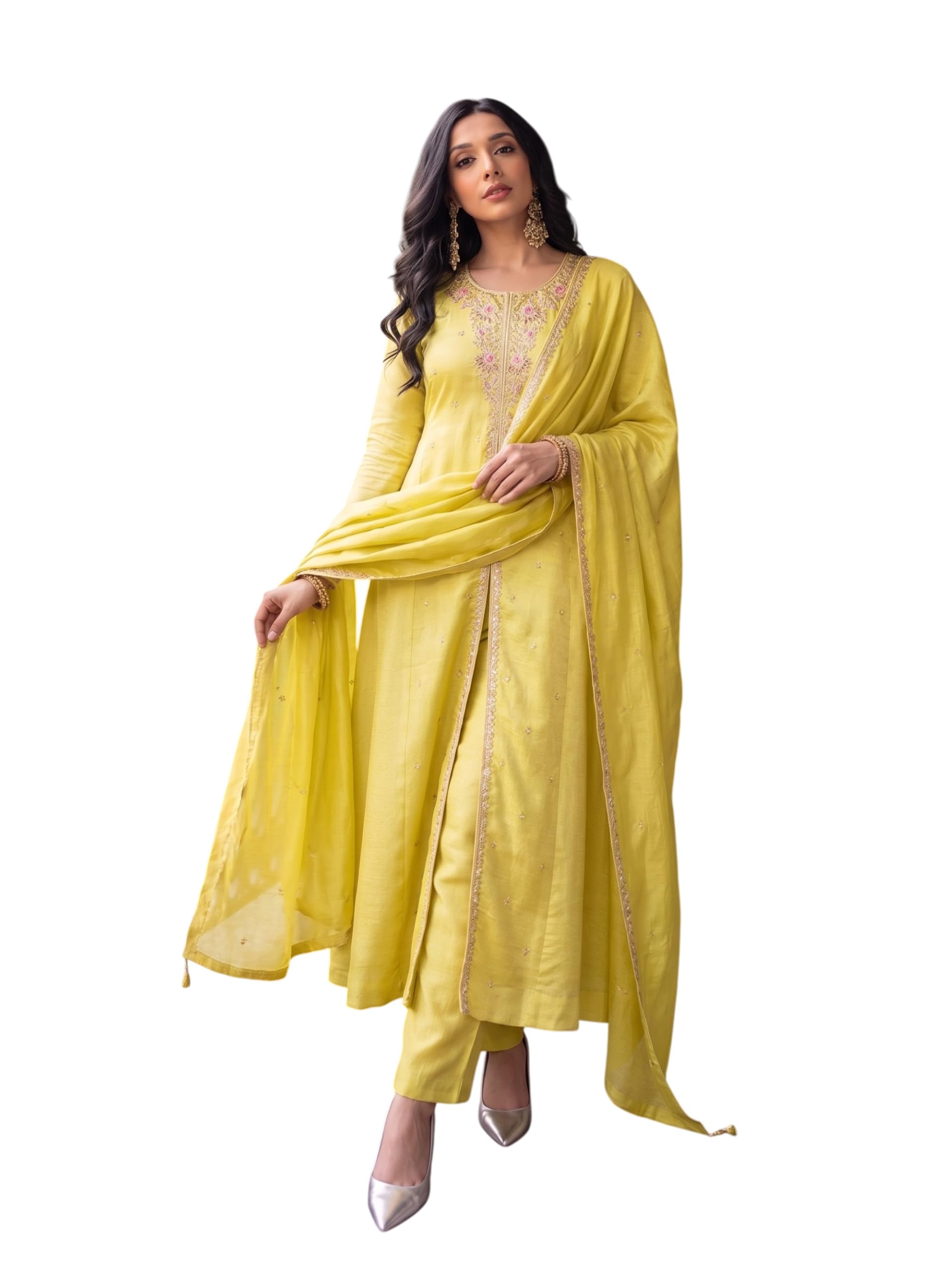 mokosh Women’s Silk Embroidery Anarkali Kurta Pant with Dupatta-picture-13