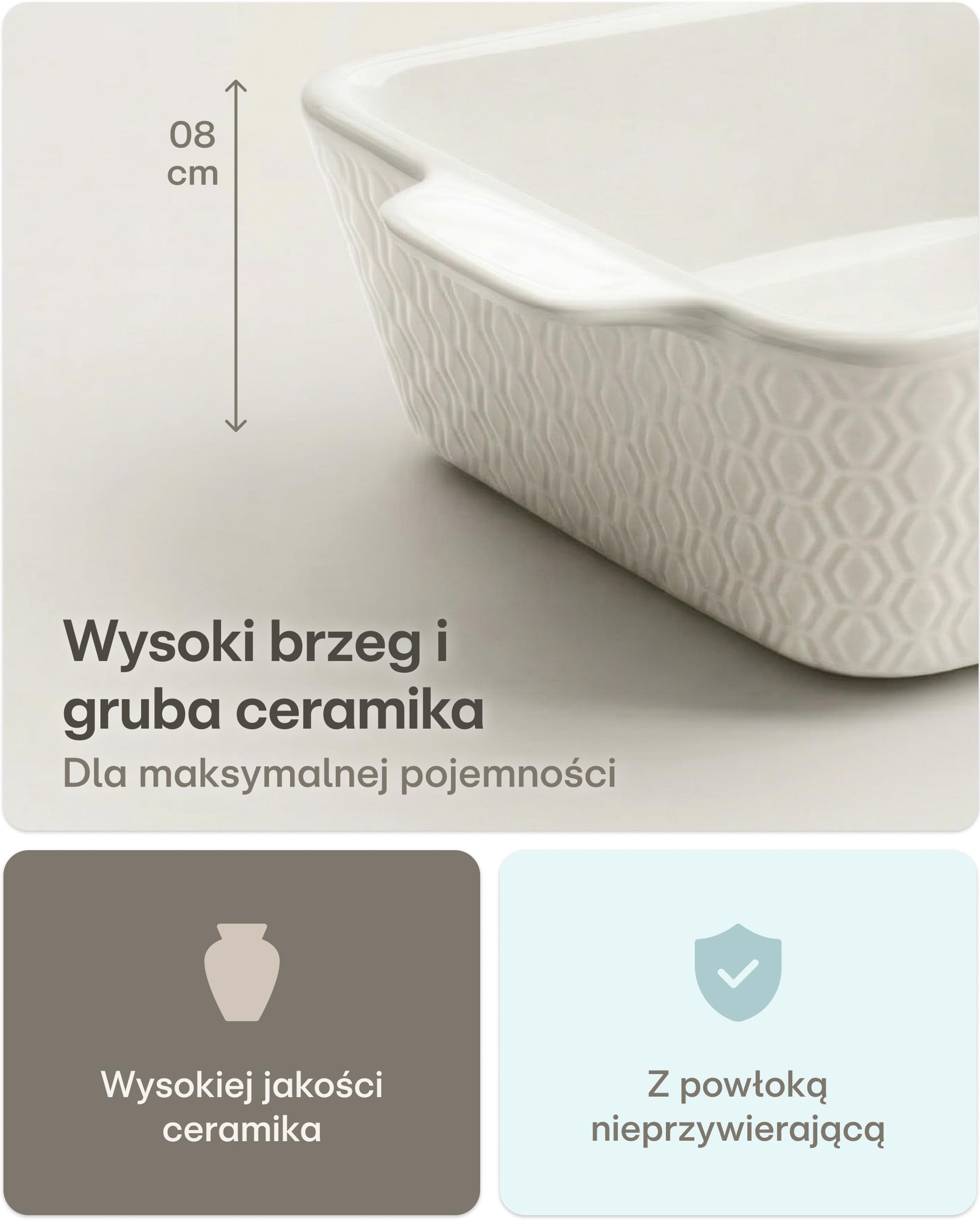 Praknu Naczynie Żaroodporne Ceramiczne Małe 21x16 cm - Małe Naczynie Do Zapiekania Dla 2–3 Osób - Forma Do Lasagne I Zapiekanek - Wysoki Rant - Z Uchwytami (Biały)