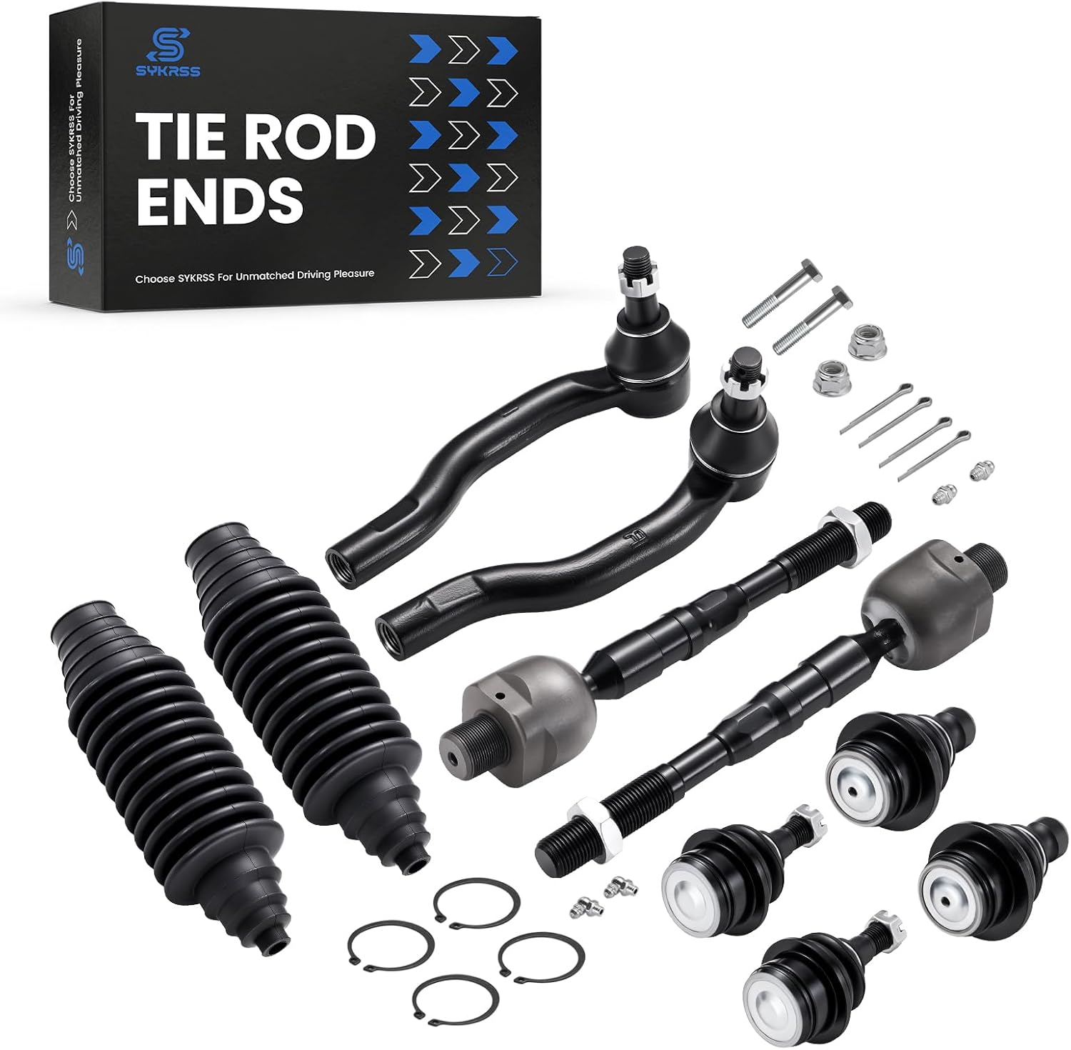 10-PC Steering Suspension Kits Compatible with Nissan Frontier 2005-2019,2xOuter tie rod ES800048 ES800108,2xInner tie rod EV800106,2xBall Joint K80647,2xBall Joint K80660,2xdust cover