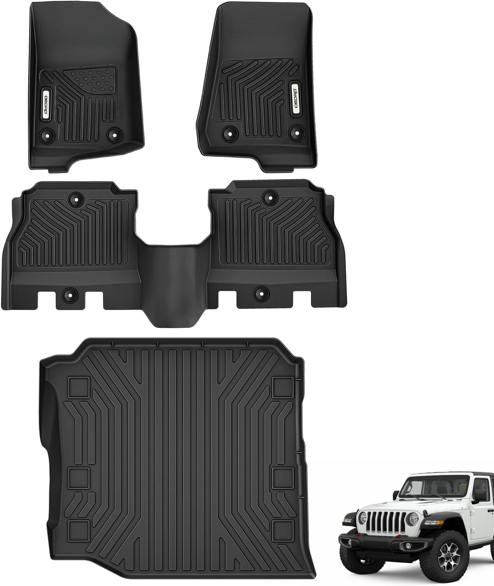 3W Floor Mats Fit for Jeep Wrangler 4XE 20212024 Hybrid 4