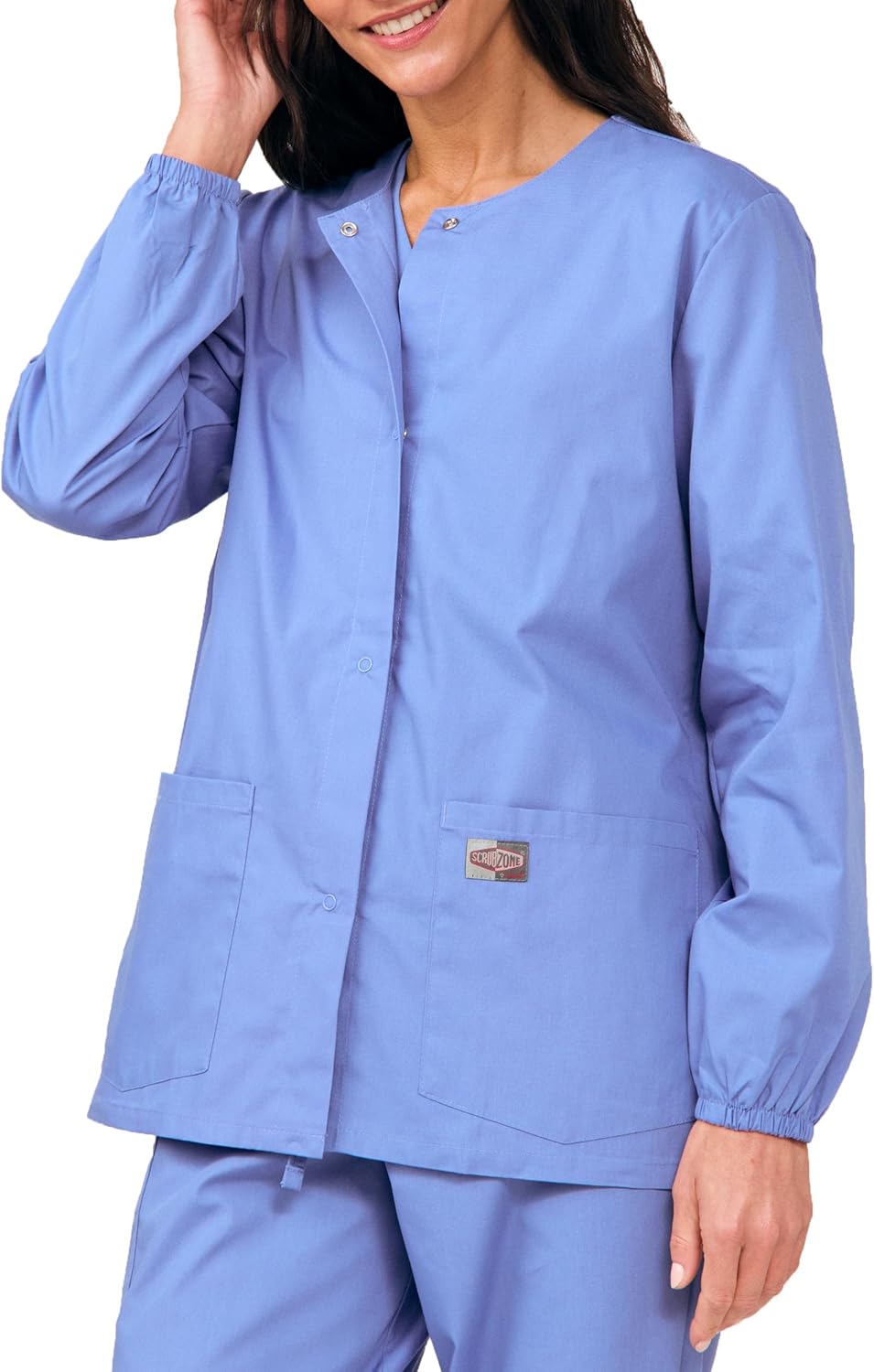 Landau Scrub Zone Women’s Relaxed Fit 3-Pocket Snap-Front Scrub Jacket 12-Pack for Healthcare Teams 75229