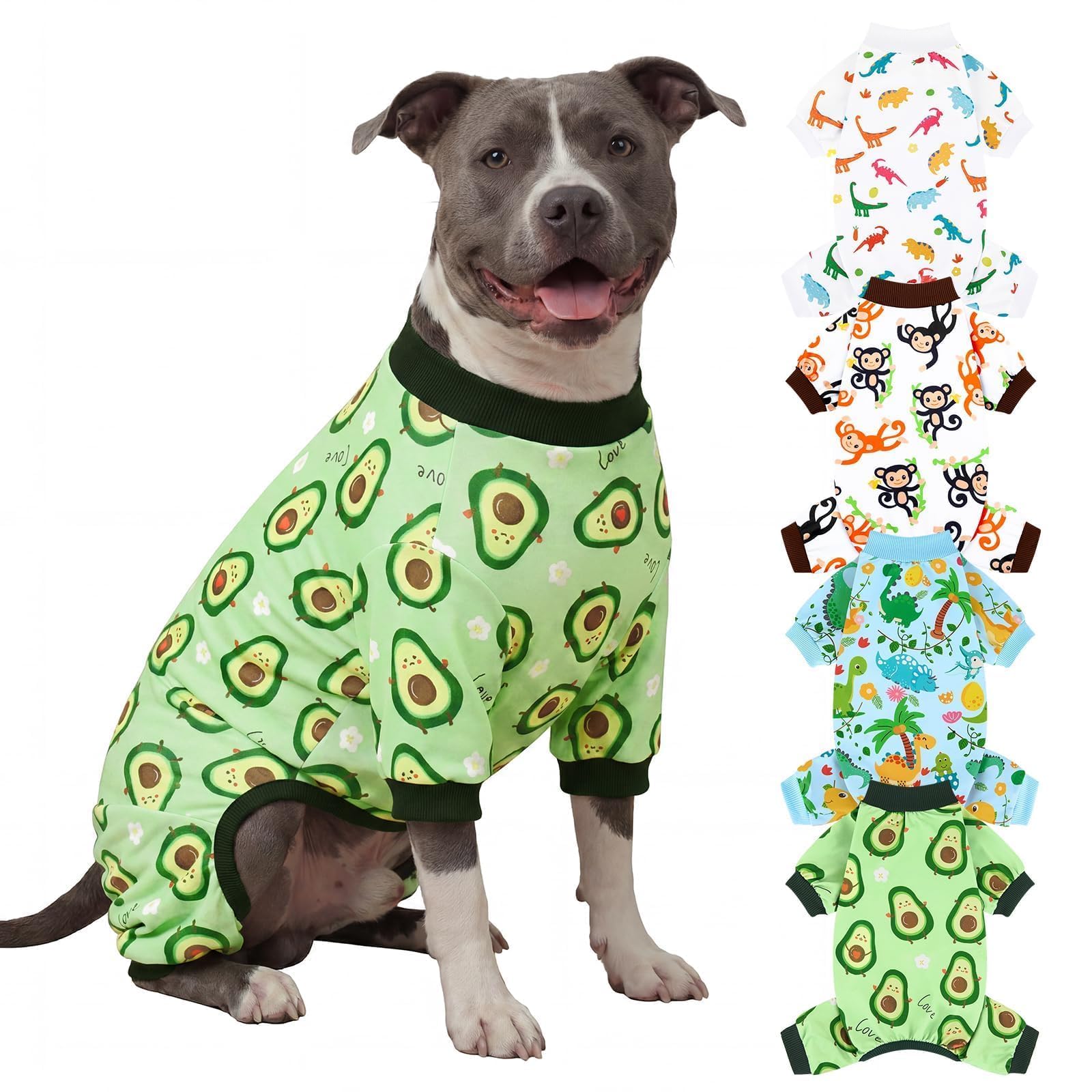 XPUDAC Paquete de 4 pijamas para perro, ropa de verano suave y elástica para perros grandes, medianos, niños, niñas, gatos, 3XL