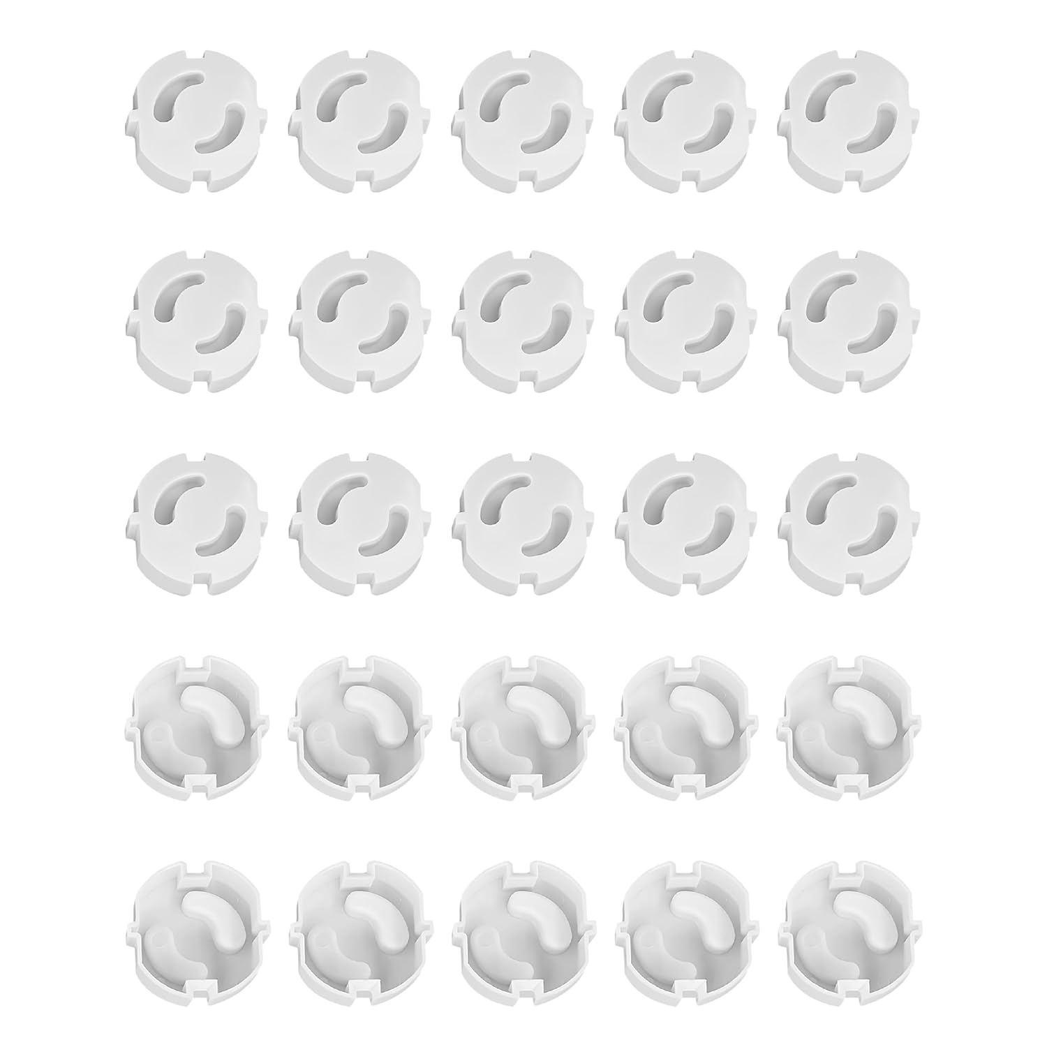 25 x Electric Baby Plug Sockets, White Plastic Child Safety Sockets, Baby Socket Cover, Non-Adhesive Protective for Power Outlet with Rotating Mechanism (White)