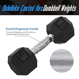 Balelinko Hex Dumbbells Free Weights Set with Metal Handles Rubber Encased Solid Cast Iron Hex Dumbbell in Pair, 3 LBS