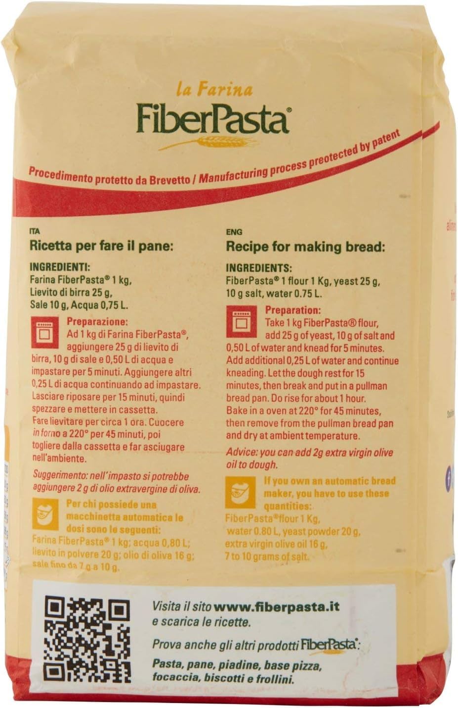 Italian Gourmet farina Mehl con fibre a indice glicemico 10 x 500g | Preparato di grano tenero, ballaststoffreich, per pane pizza dolci und, Gesamtnettogewicht 5 kg + Kostenlos Polpa 400g