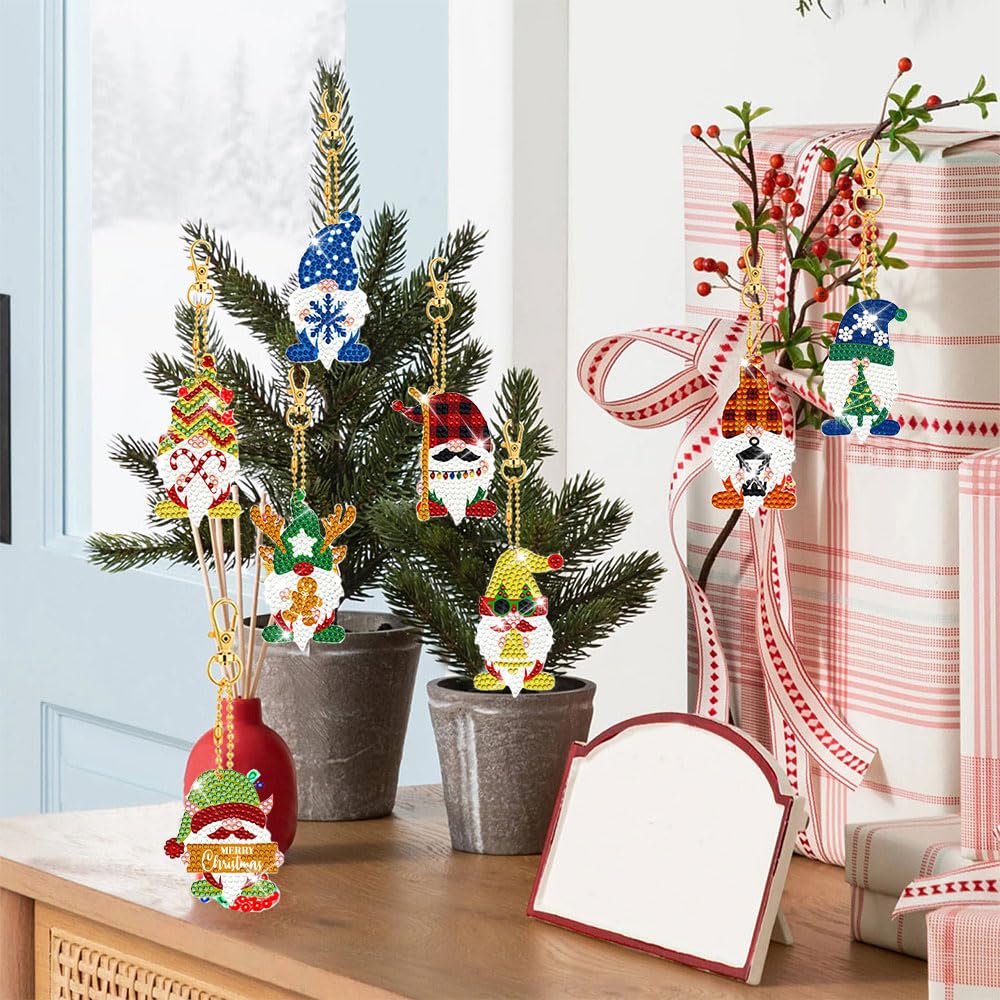 Set Di 17 Portachiavi Di Natale Con Diamanti Fai Da Te - Decorazioni Per Albero, Regali, Biglietti, Incluse Catene E Accessori