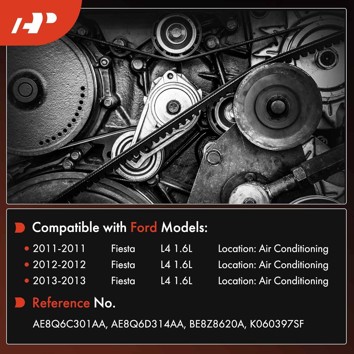 A-Premium 39.78 In Air Conditioning Stretch Fit Serpentine Drive Belt Fit For Ford Fiesta 2011 2012 2013, L4 1.6L, Gas Only