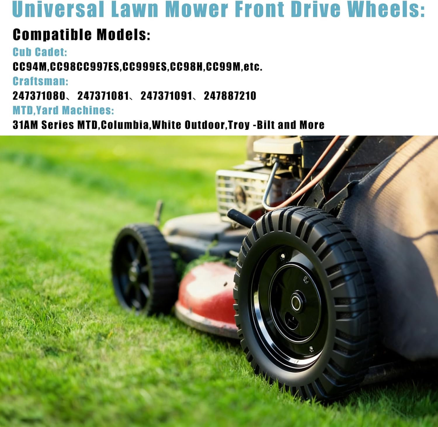734-2010 Lawn Mower Rear Wheels Assembly for MTD, Rear Wheels Compatible with Cub Cad et SRC621 SR621 Self Propelled Mower, Craftsman Push Mower, Replace 734-2010B 734-2010A, 2 Pack