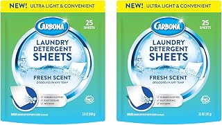 Carbona Laundry Detergent Sheets - Fresh Scent (25 Sheets) (Pack of 2)