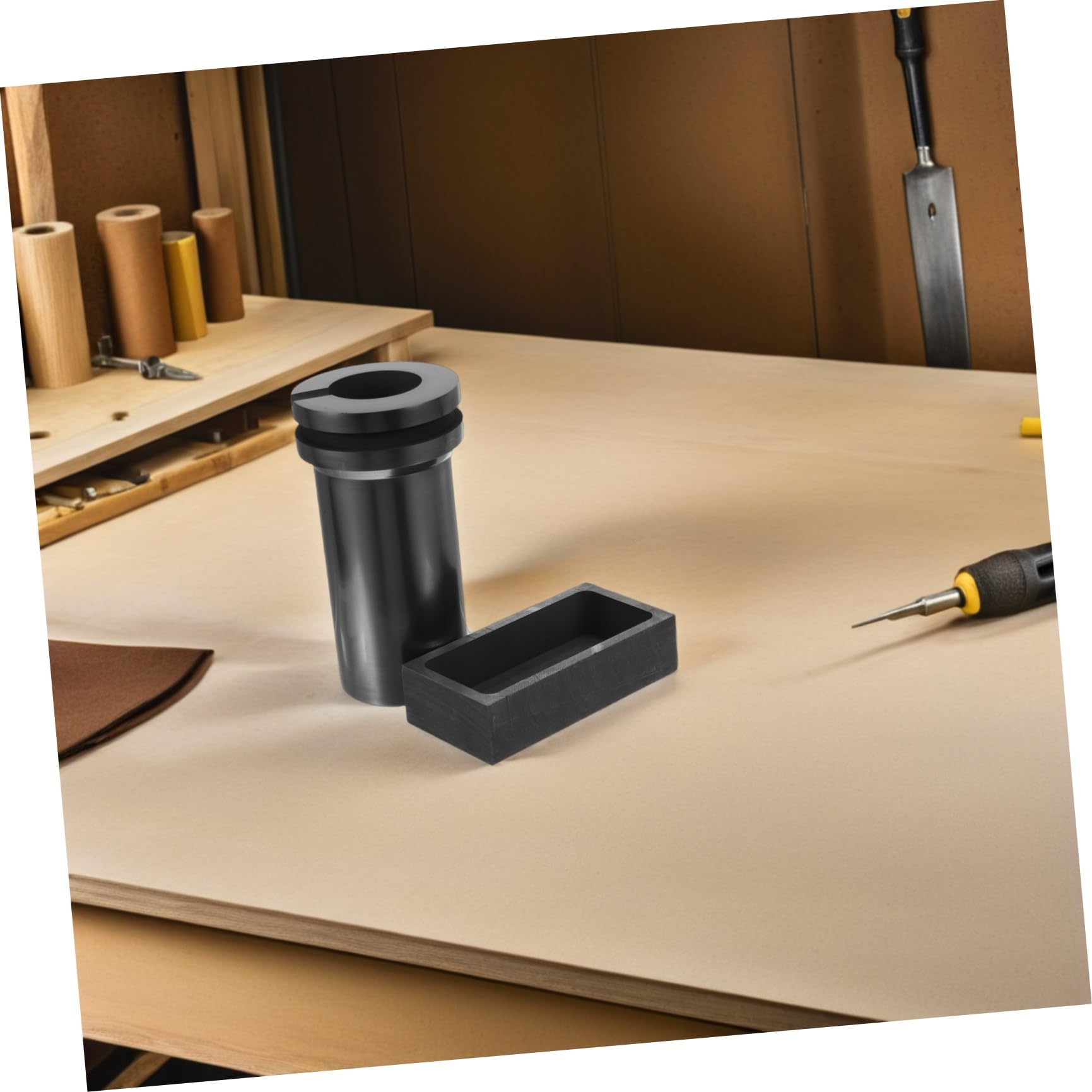 Graphit Gussformen für Aluminium und Silber, 2 Stück, Schwarz
