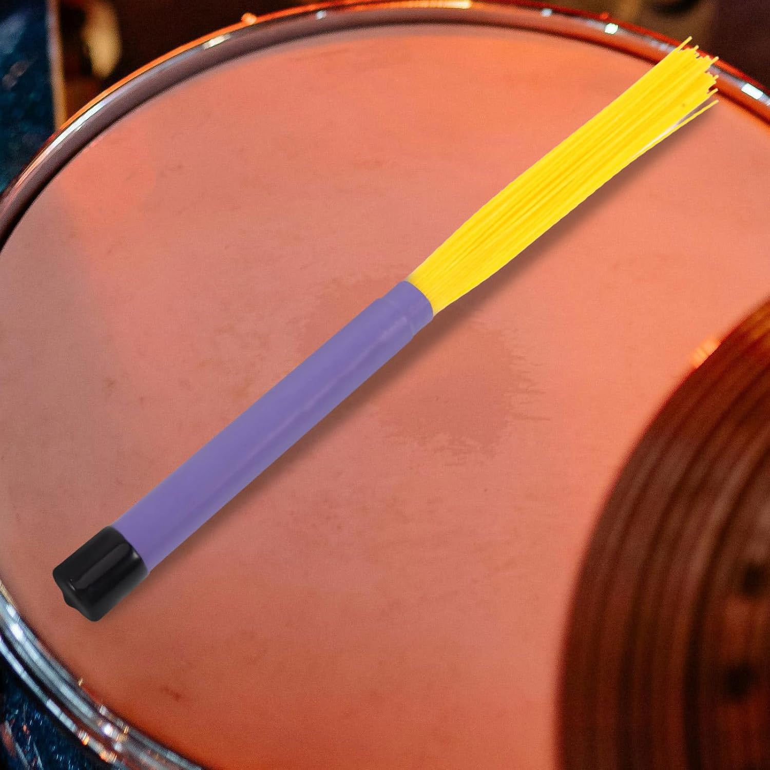 Ciieeo 1 Pair Retractable Jazz Drum Brushes with Yellow Abs Handle and Nylon Wire for Percussion Instruments, Unique Sound Effect, Sturdy Design Suitable for Jazz Drumming and Beginners