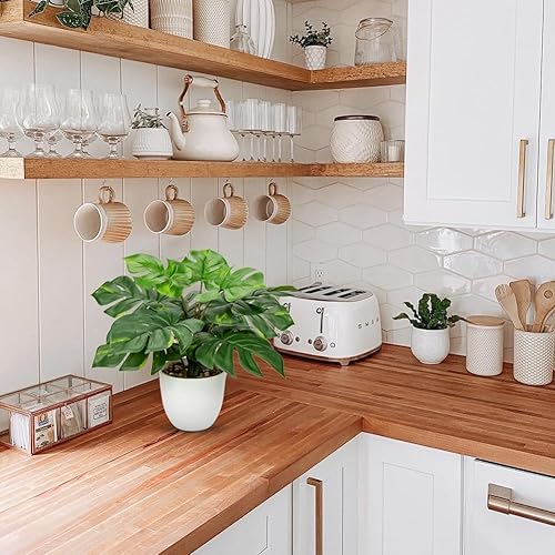 Miniatura 4 de Hollyone Planta artificial de Monstera Deliciosa de imitación en maceta, plantas tropicales falsas en maceta para interiores y exteriores, hogar,