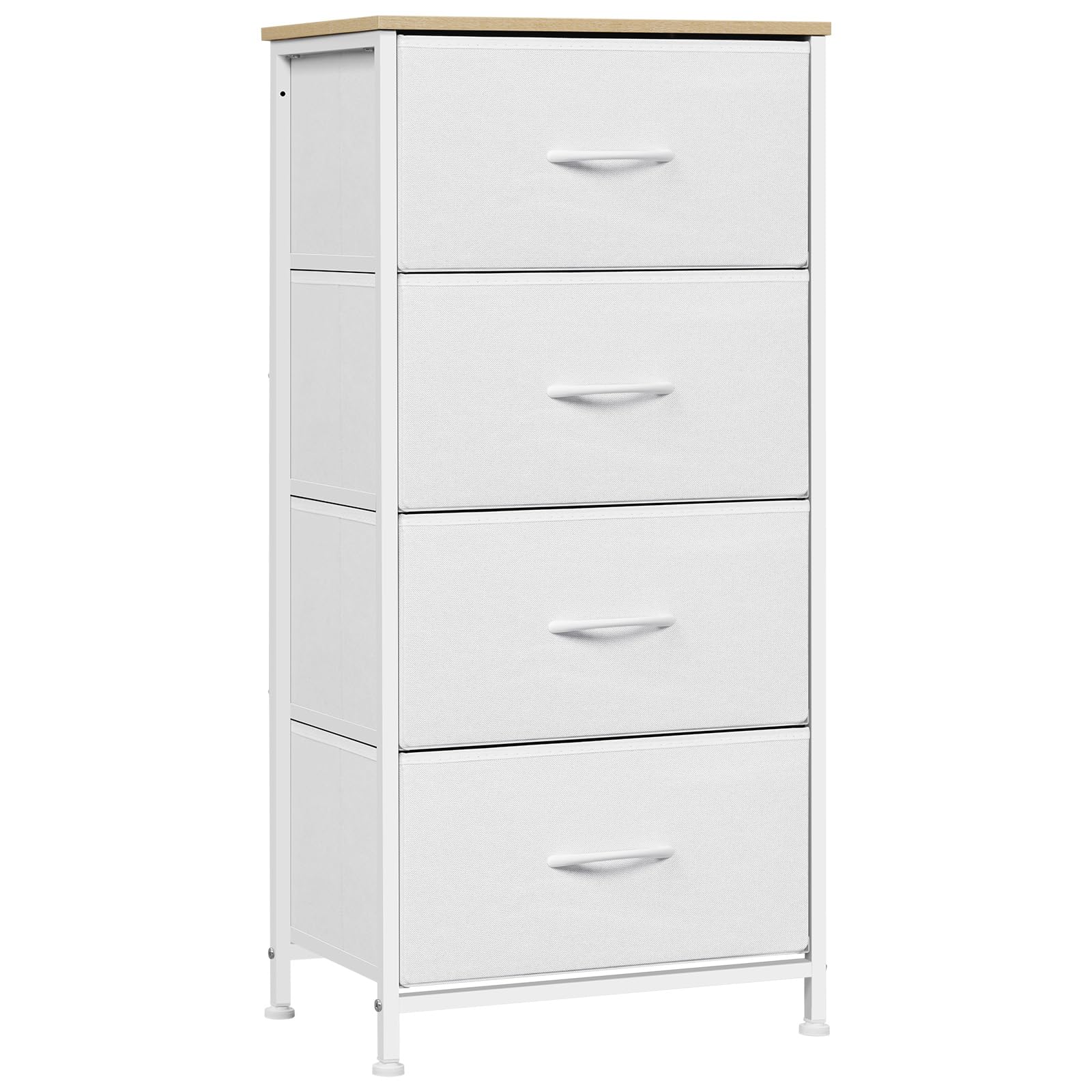 WOLTU Kommode schmal, Kommodenschrank mit 4 Schubladen aus Stoff, Sideboard Aufbewahrungskommode für Schlafzimmer Wohnzimmer Flur, industrieller Stil