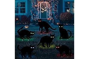 6-Pack Black Cat Halloween Decor Yard Signs