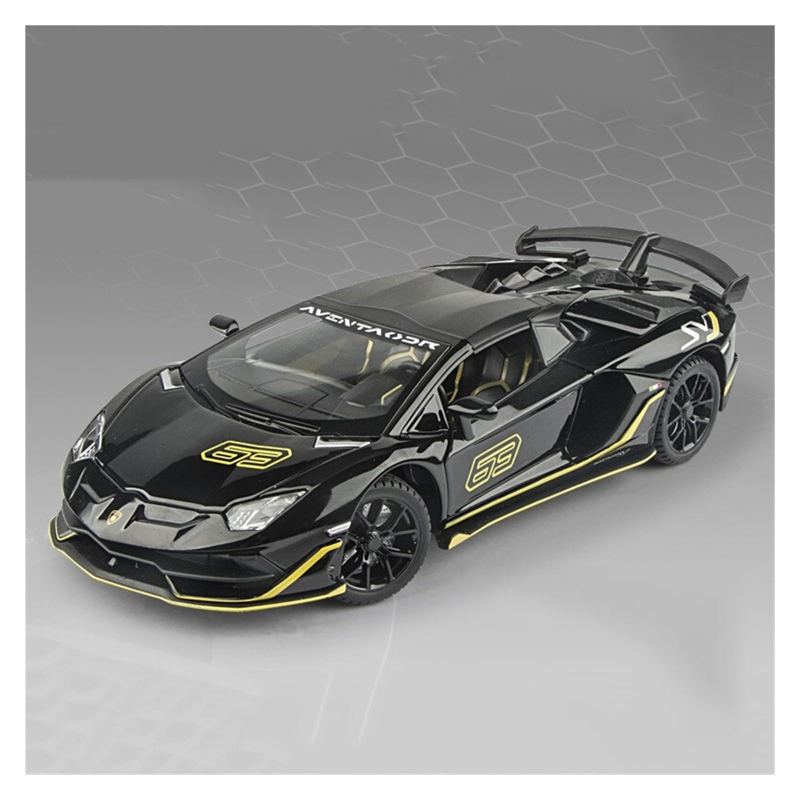 EMRGAZQD Scale Finished Model Car For Lamborghini AVENTEDOR SVJ-63 Miniature Supercar 1:24 Model Sports Car Replica Die-cast Vehicles Miniature Replica Car(Black)
