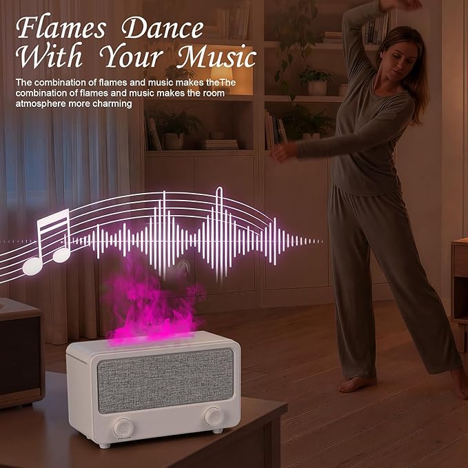Difusor de Aromas Eléctrico TYJONX con Efecto Llama y Luces, Blanco miniatura 5