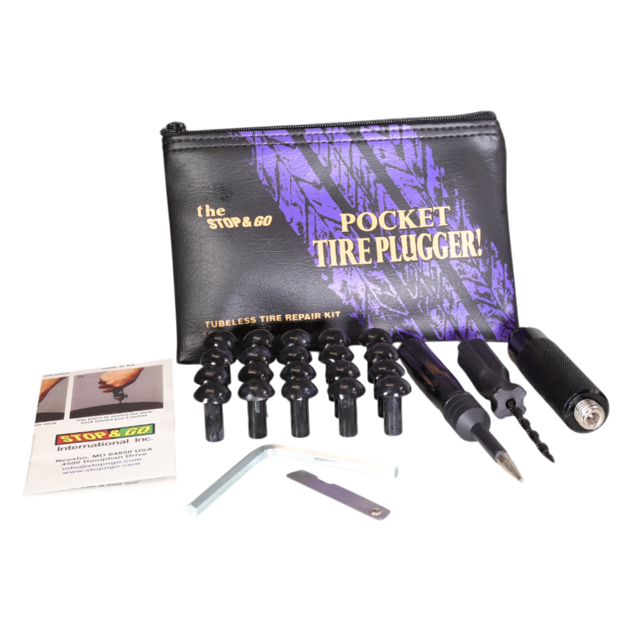 Stop & Go 1081 28 Piece Tubeless Mushroom Plug Tire Repair Kit with 20 Mushroom Plugs