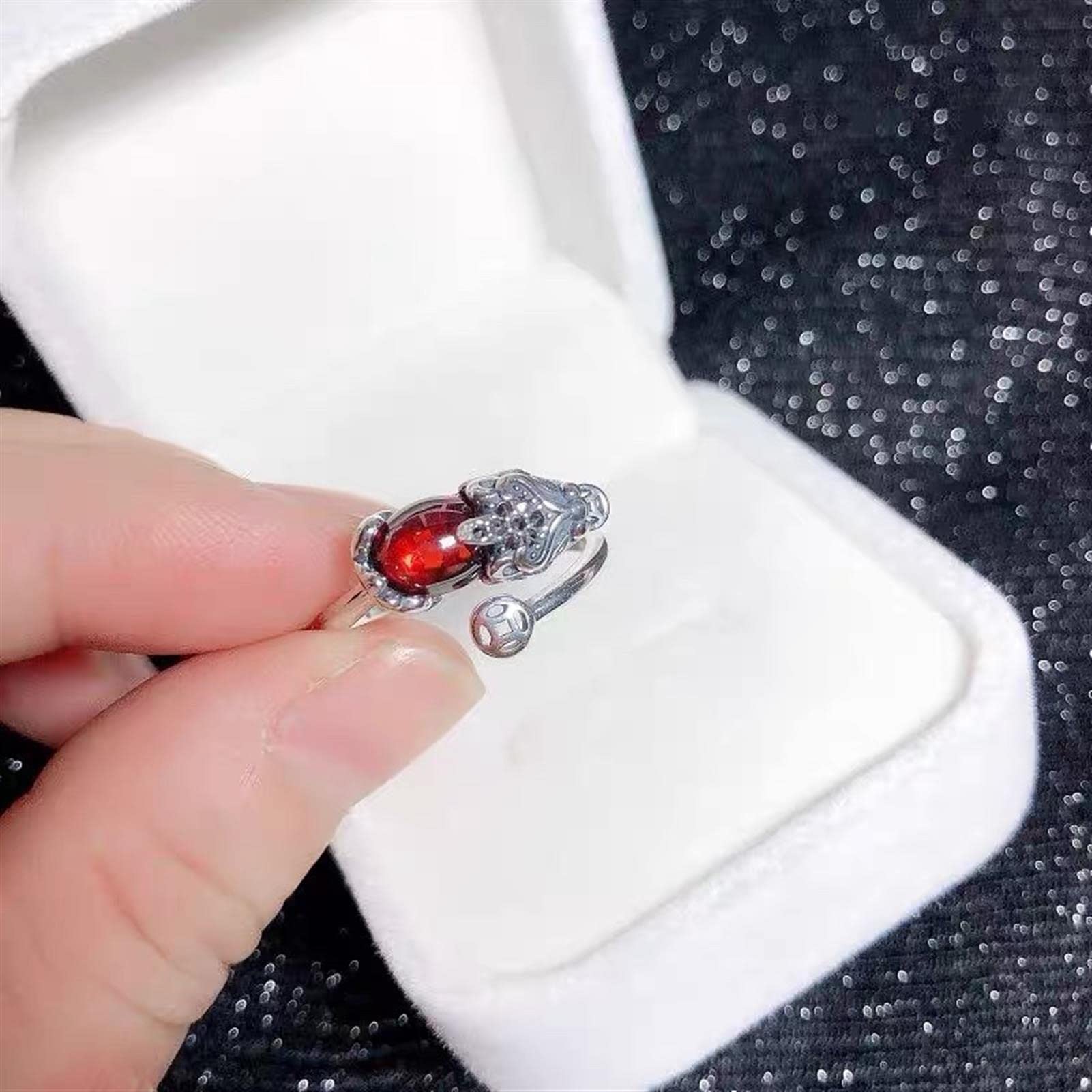 Vintage S925 Sterling Silber Fengshui Pixiu Ring Öffnung Einstellbare Zeigefinger Ring für Damen