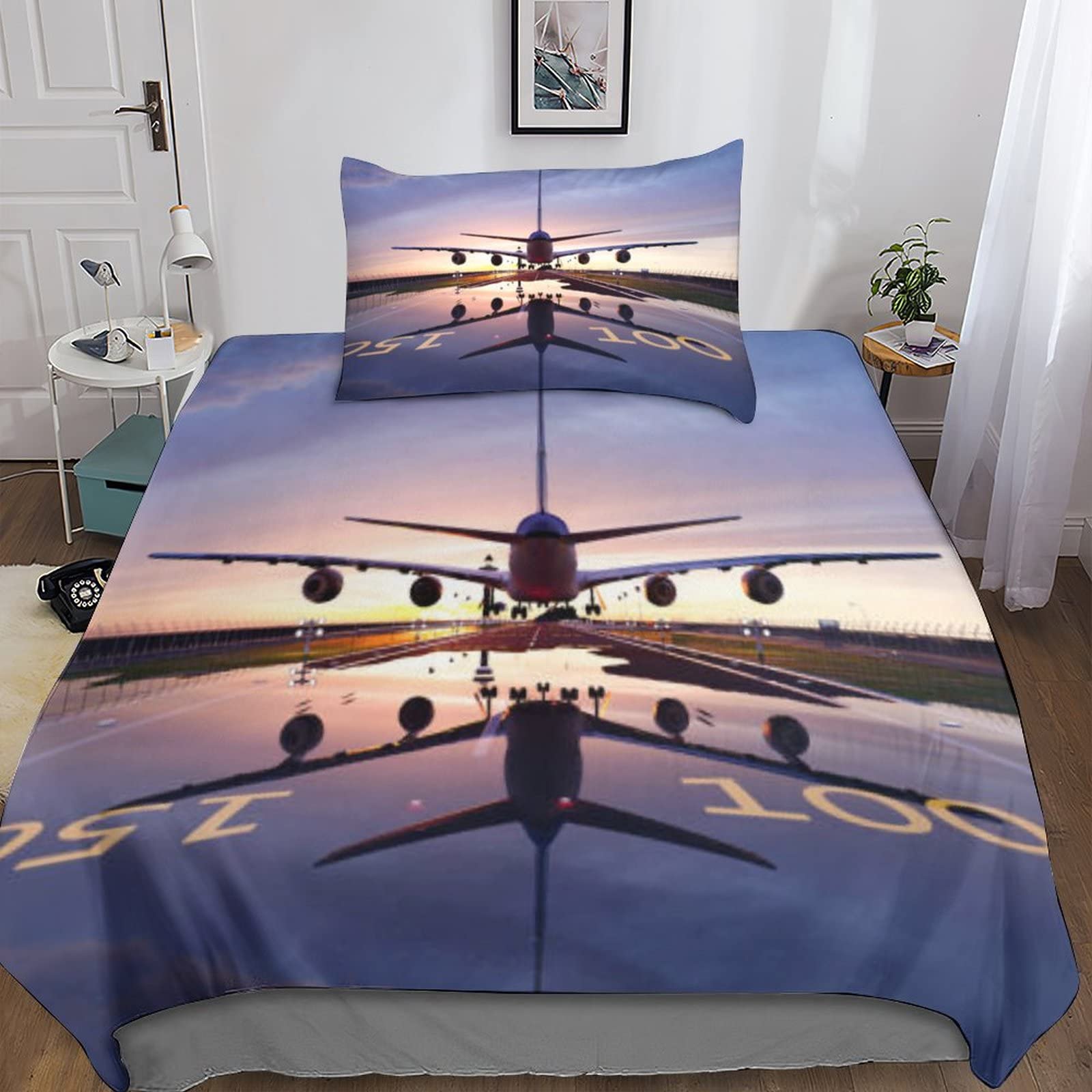 Couette Souple Thème Vol 3D avec Parure de Lit Enfant Hypoallergénique